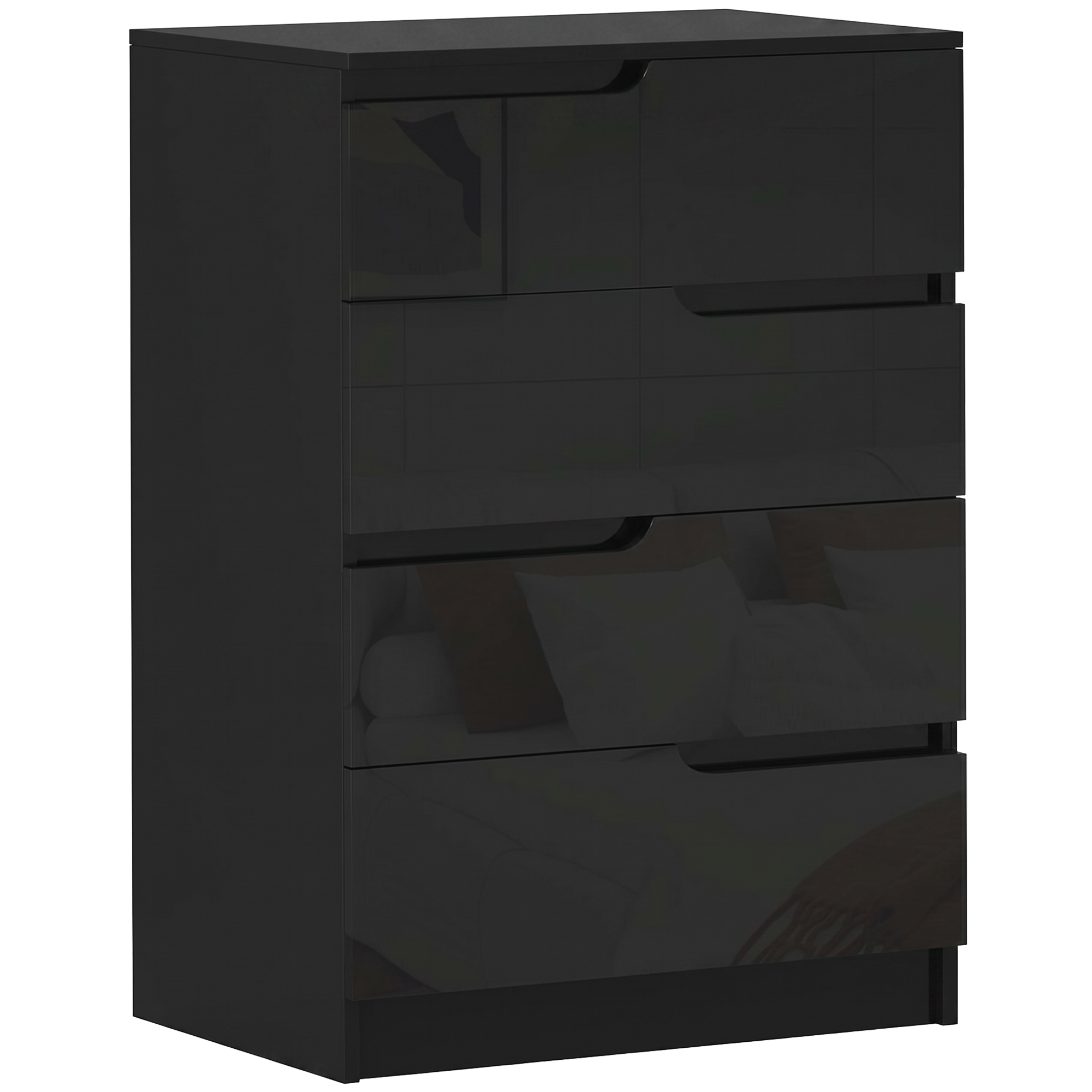 HERNE Black Chest of Drawers - Medium-sized, 4 Drawers - Life Essentials