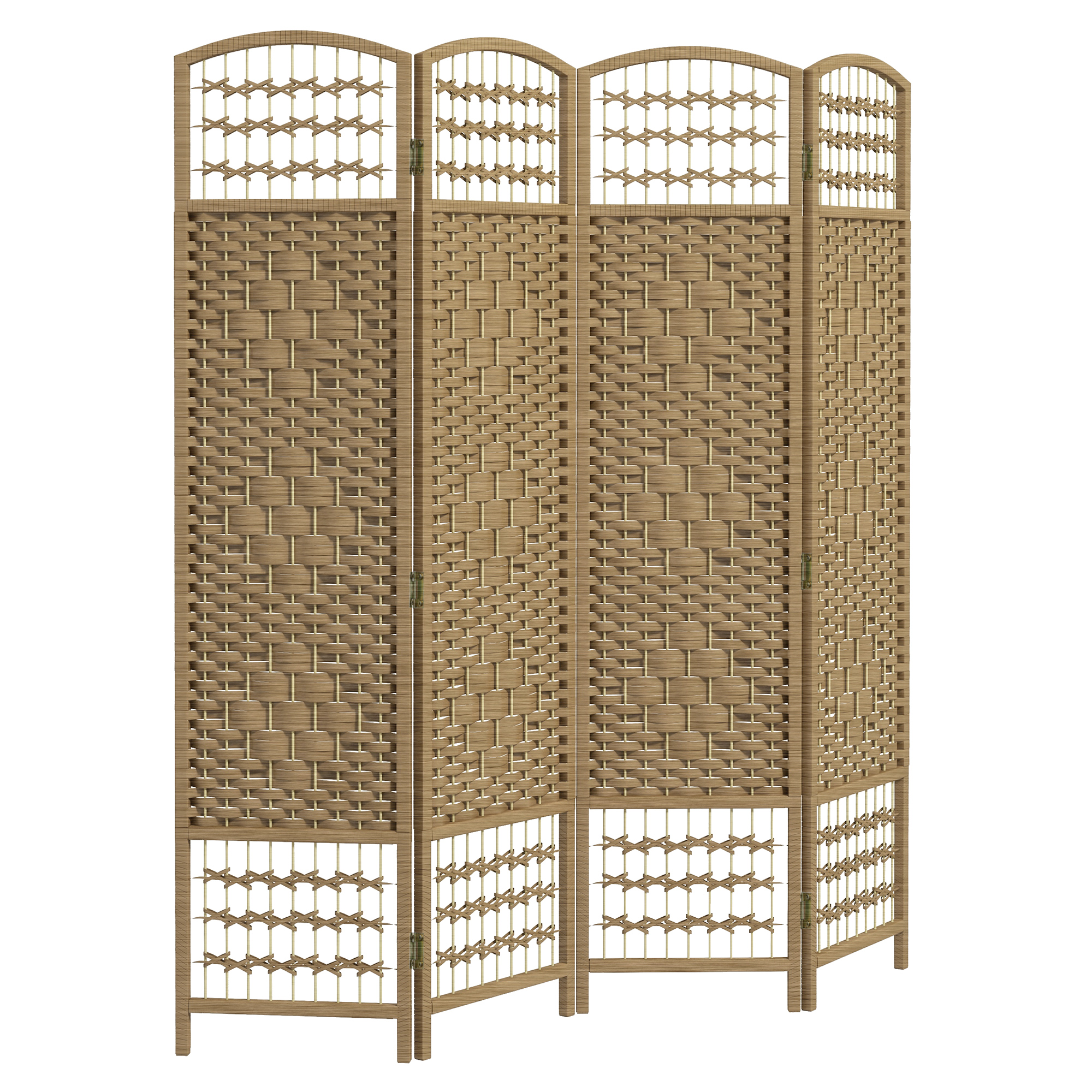 IVEGLEN 4 Panel Folding Room Divider and Privacy Screen for Living Room or Bedroom - Natural Wood Finish - Life Essentials