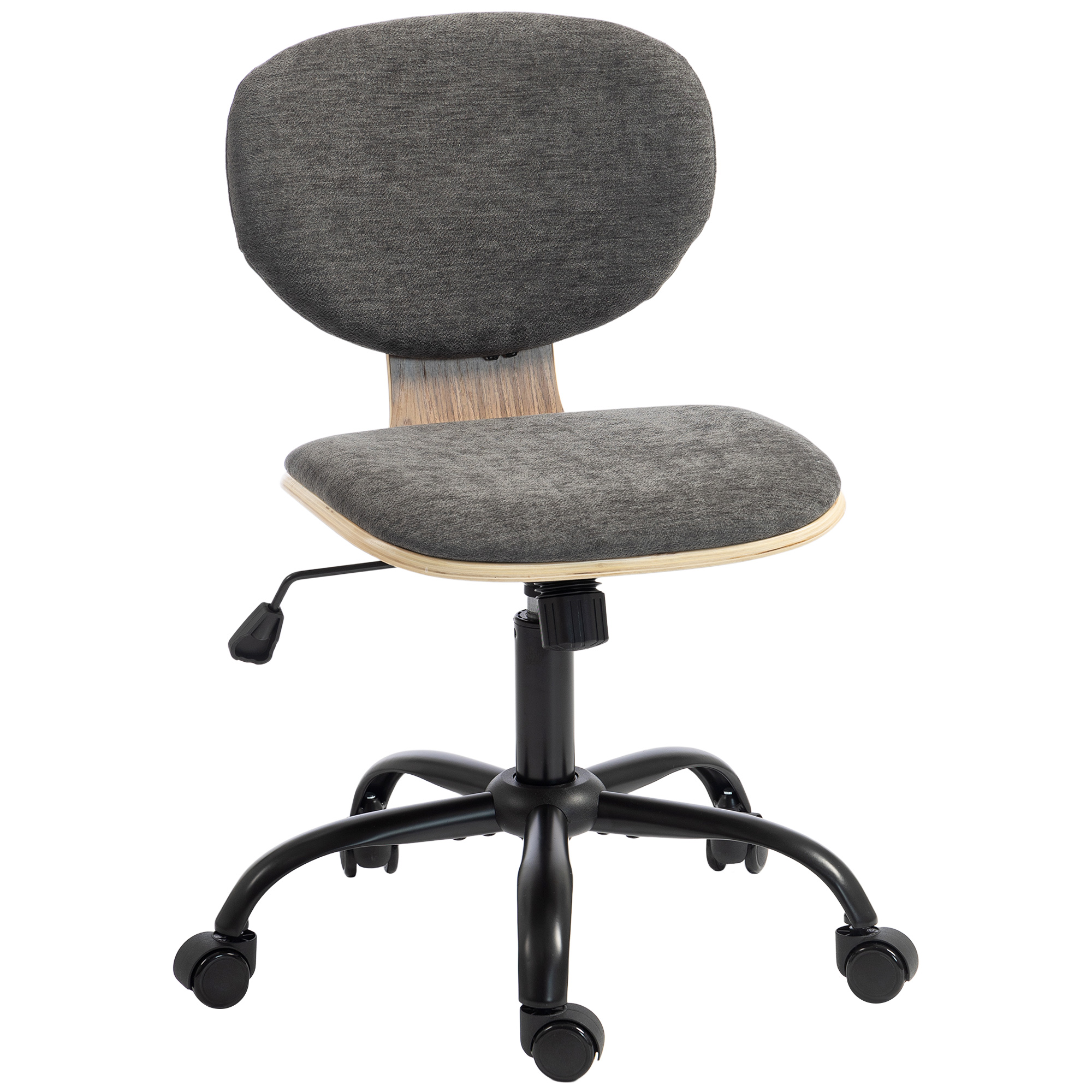 LEIGHTON Ergonomic Swivel Home Office Chair with Rocking Function and PU Wheels - Grey and Black - Life Essentials