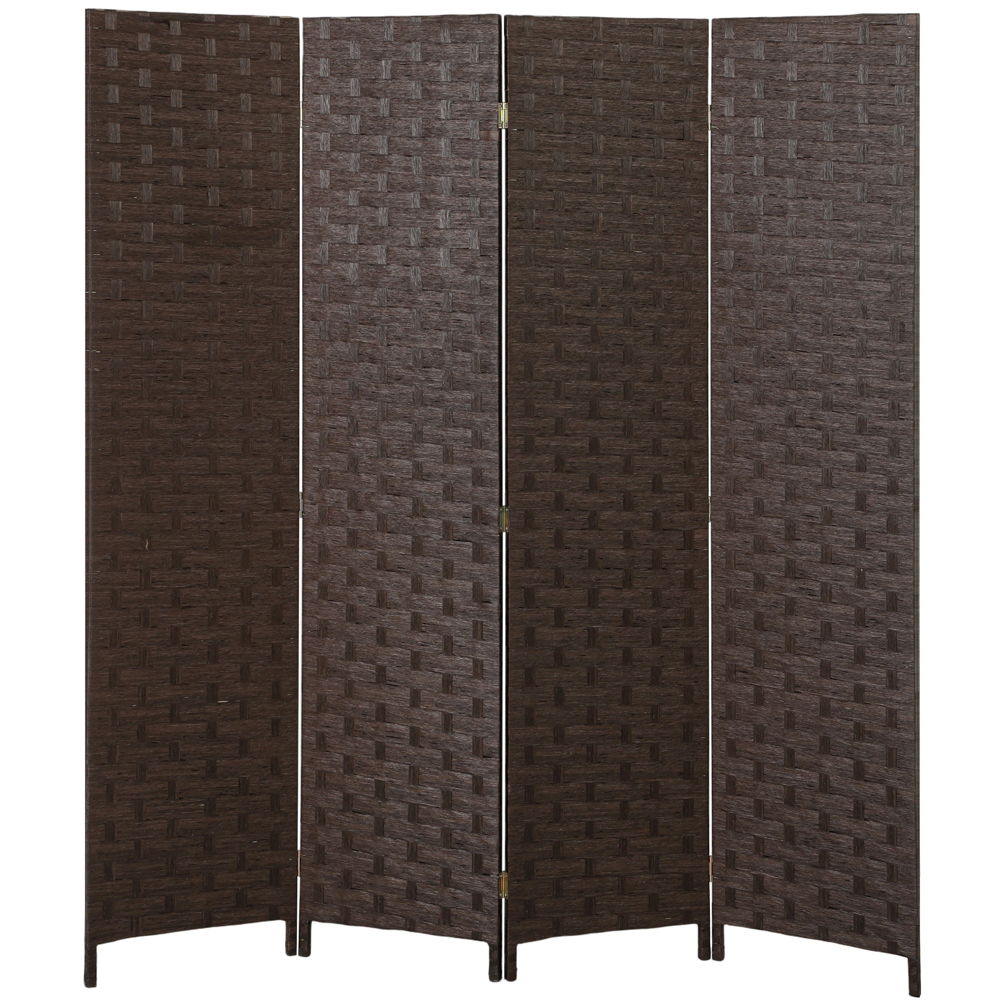 SAFFRON Wave Fibre Freestanding Folding Room Divider and Privacy Screen - Dark Brown - Life Essentials