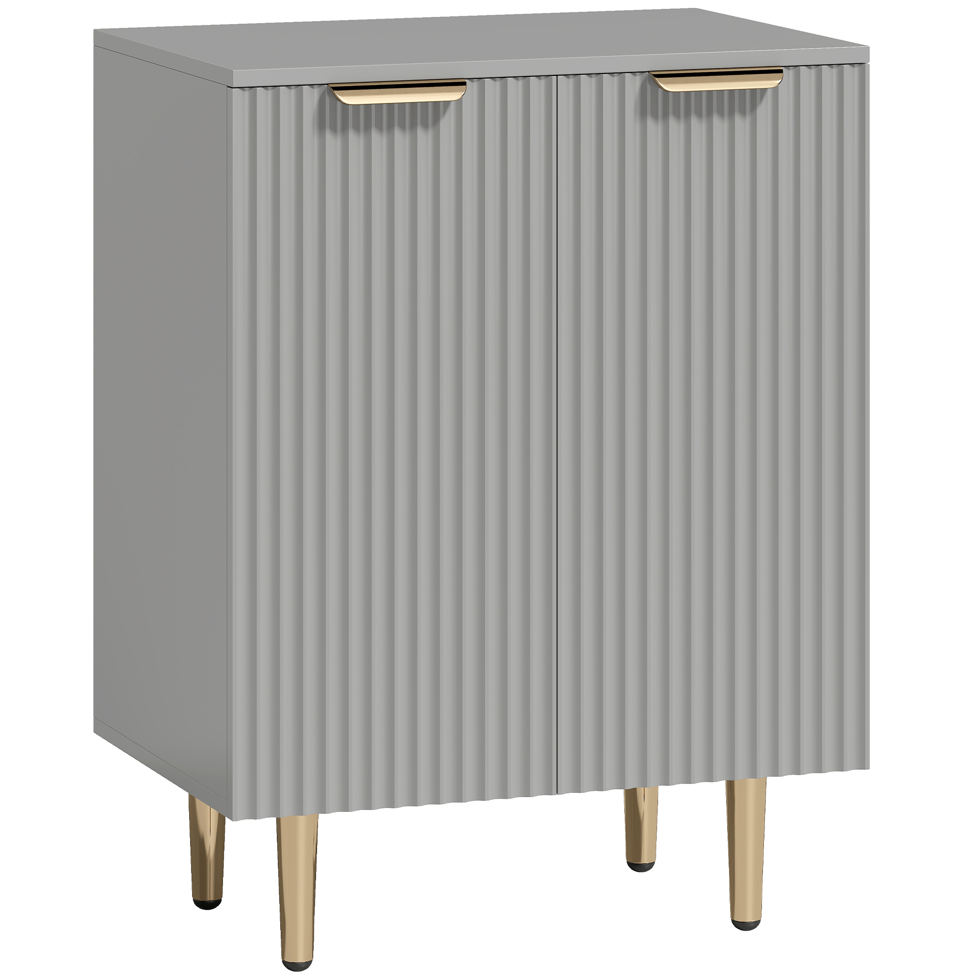 GRYNDALEON Modern Sideboard Cabinet with Adjustable Shelf and Metal Legs - Grey and Gold Tone - Life Essentials