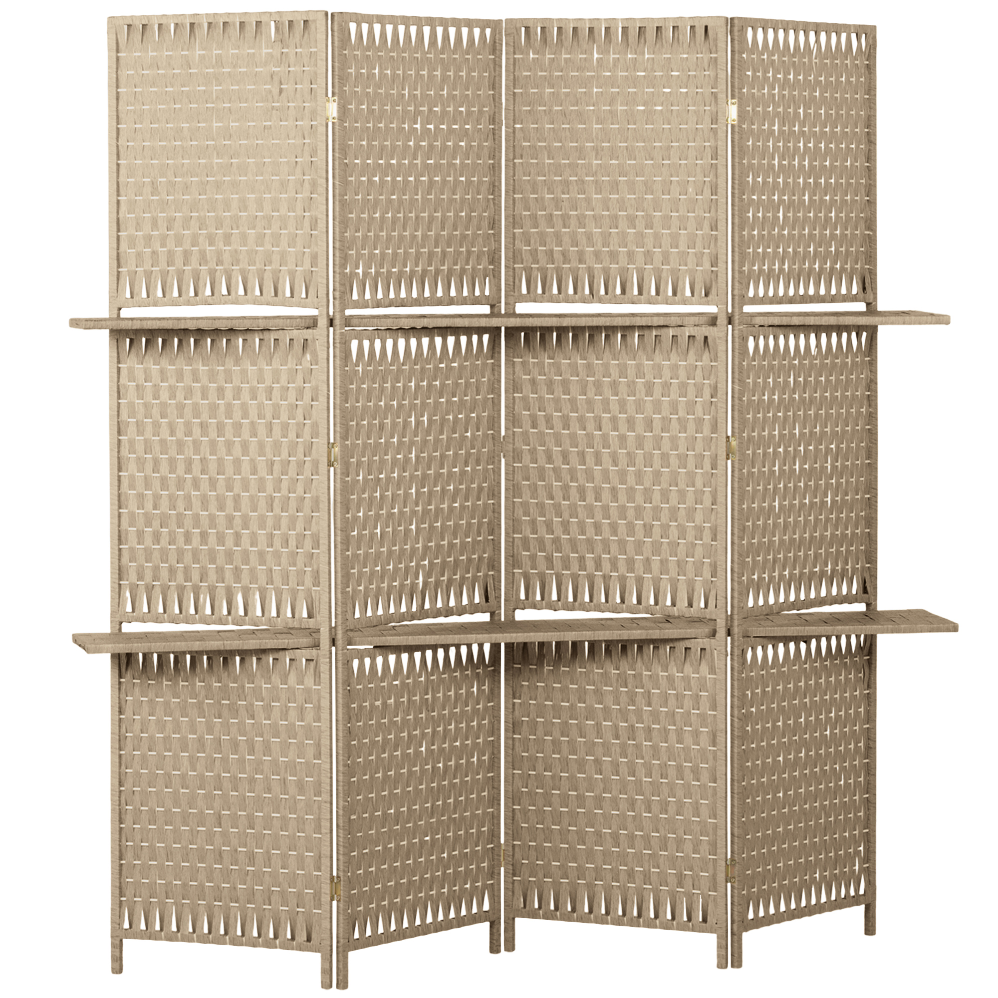 DURHAM Wave Fibre Freestanding Folding Room Divider and Privacy Screen - Natural Wood Finish - Life Essentials