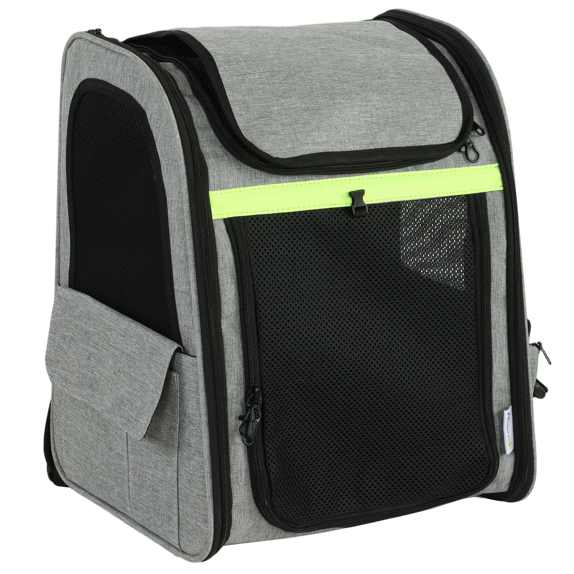 CLITHEROE Expandable Breathable Dog and Cat Carrier Backpack with Reflective Strip - Light Grey - Life Essentials