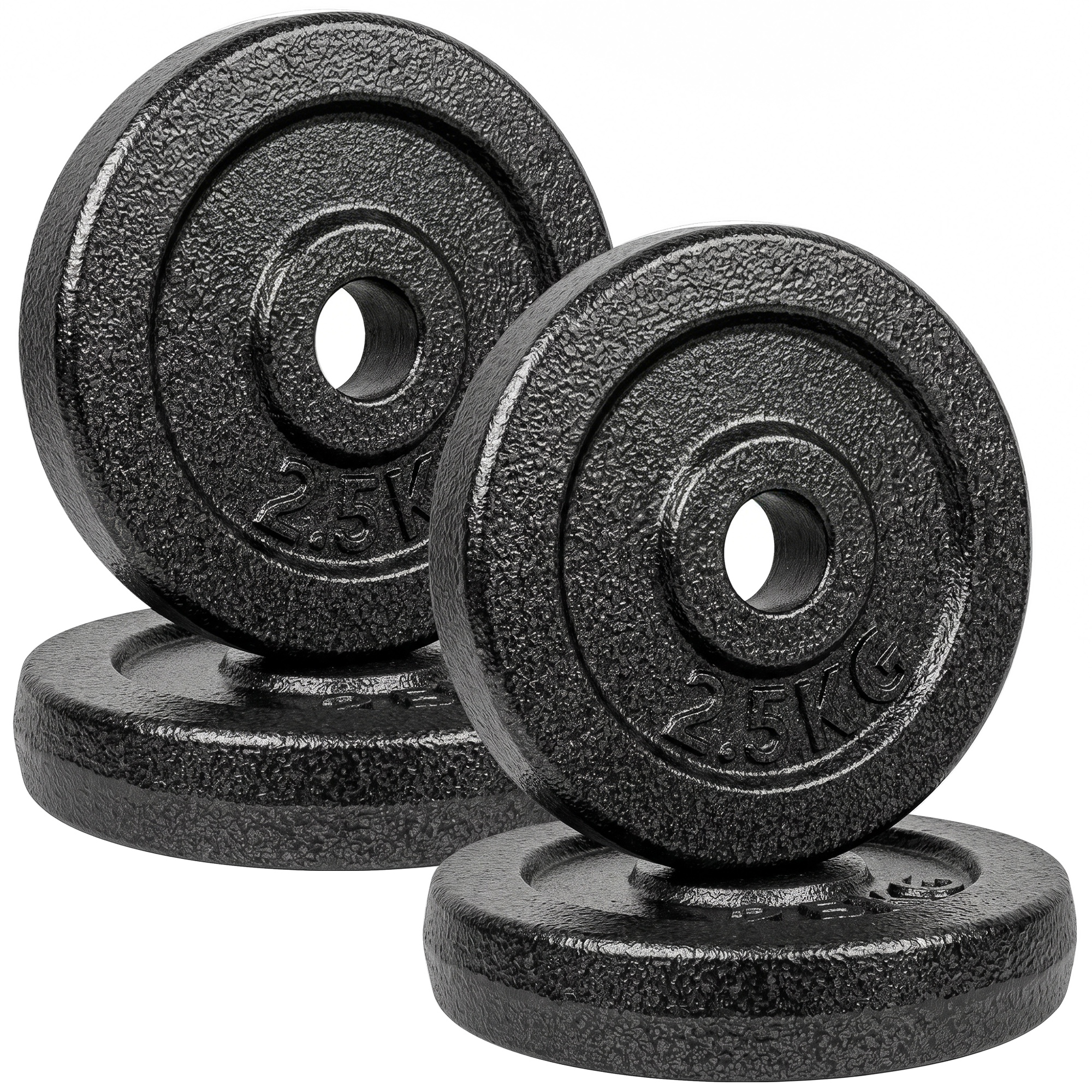 KINGSTON Set of 4 2.5 kg Metal Weight Plates with 1 Inch Bore for Dumbbells and Barbells - Grey - Life Essentials