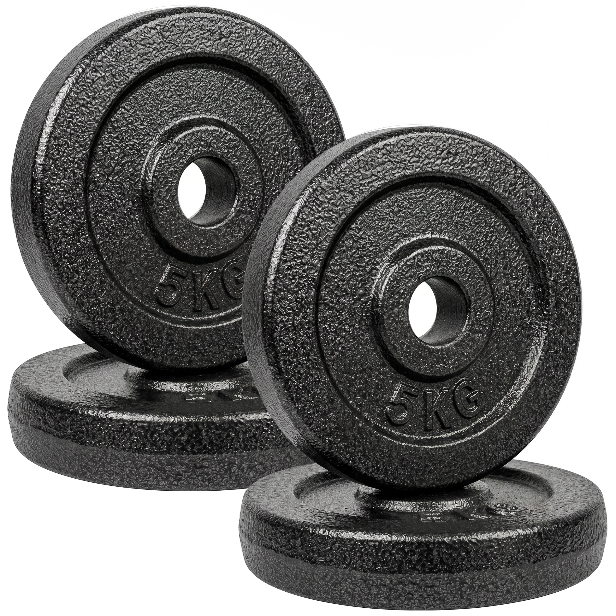 KINGSTON Set of 4 5 kg Metal Weight Plates with 1 Inch Bore for Dumbbells and Barbells - Grey - Life Essentials
