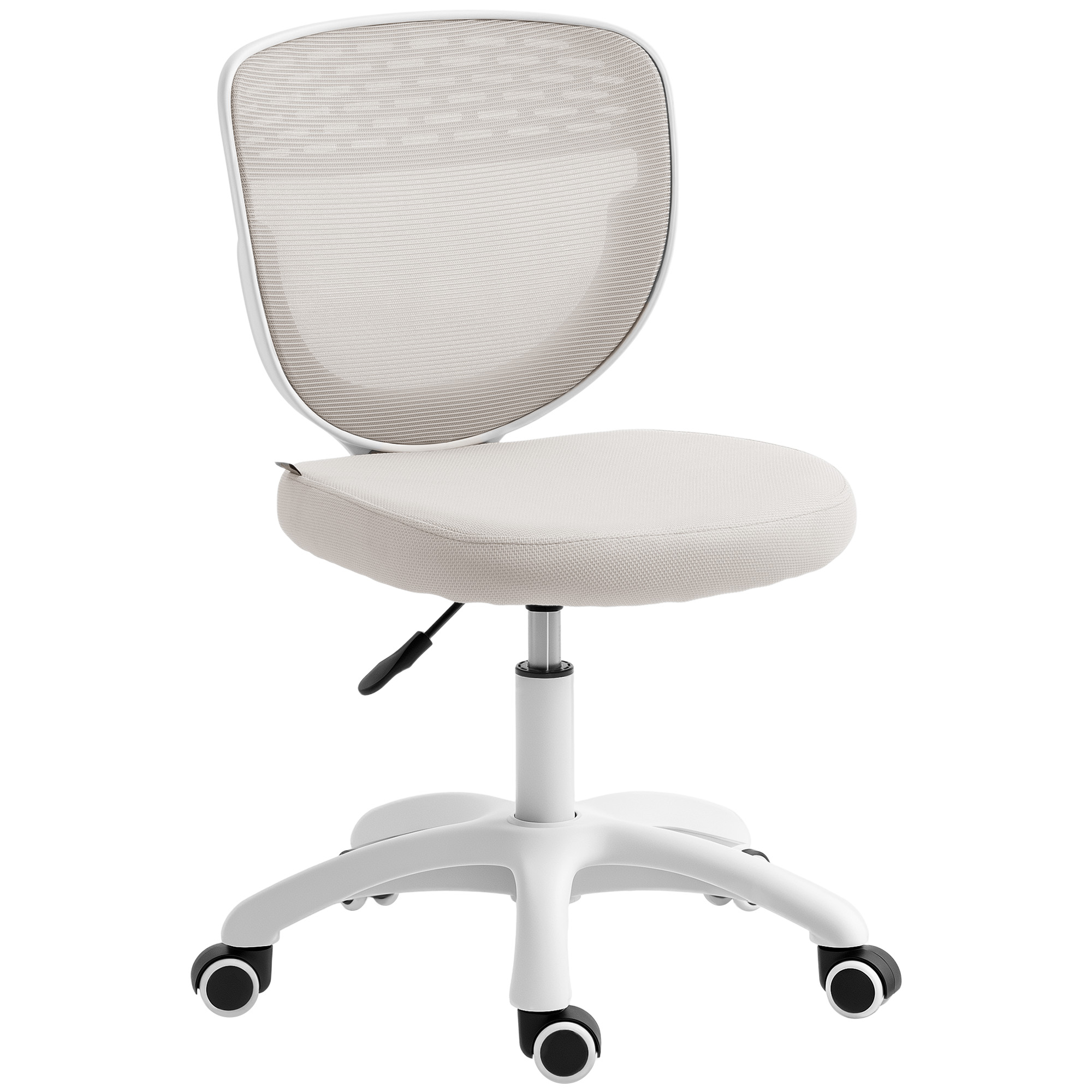 KENSINGTON Armless Mesh Office Chair with Adjustable Height and Swivel Wheels - Grey and White - Life Essentials