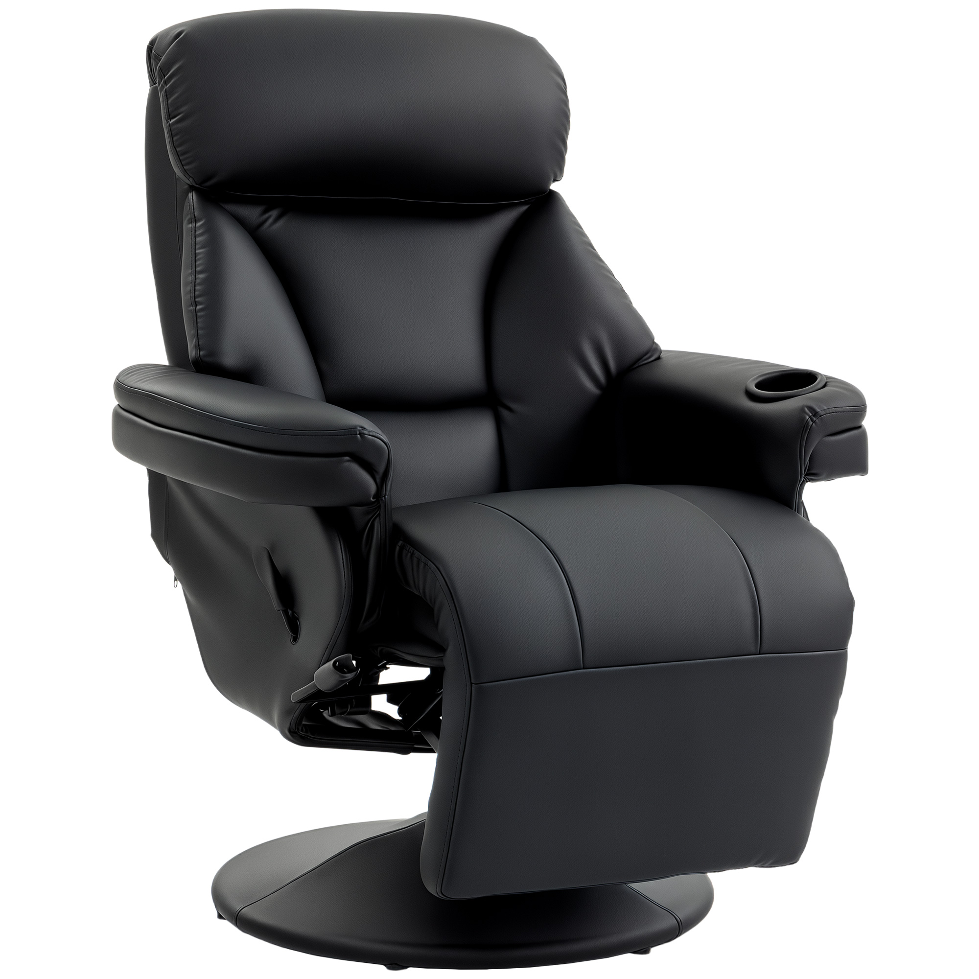 GARLEN Upholstered Manual Recliner Armchair with Footrest and Adjustable Backrest - Black - Life Essentials