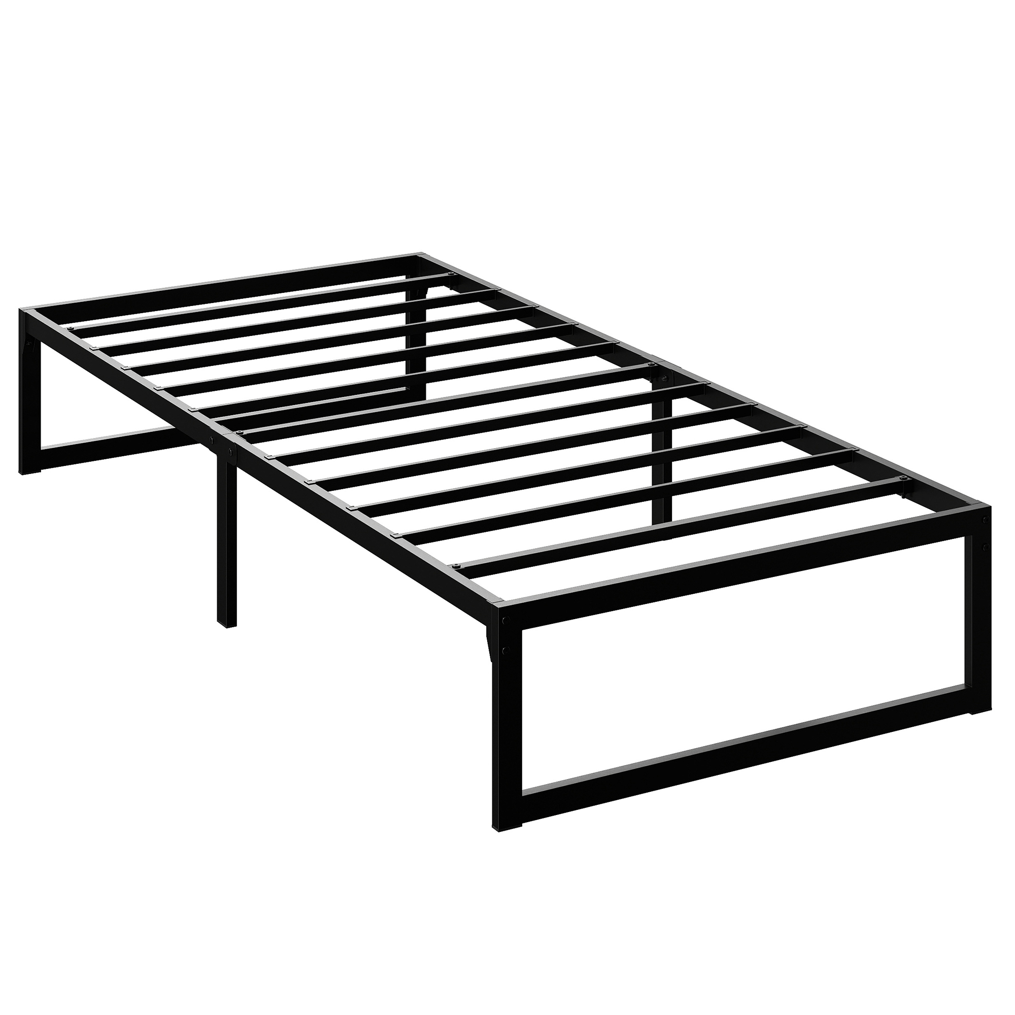 KINGSCLERE Single Metal Bedframe with Steel Slats and 32.5 cm Underbed Storage - Black - Life Essentials