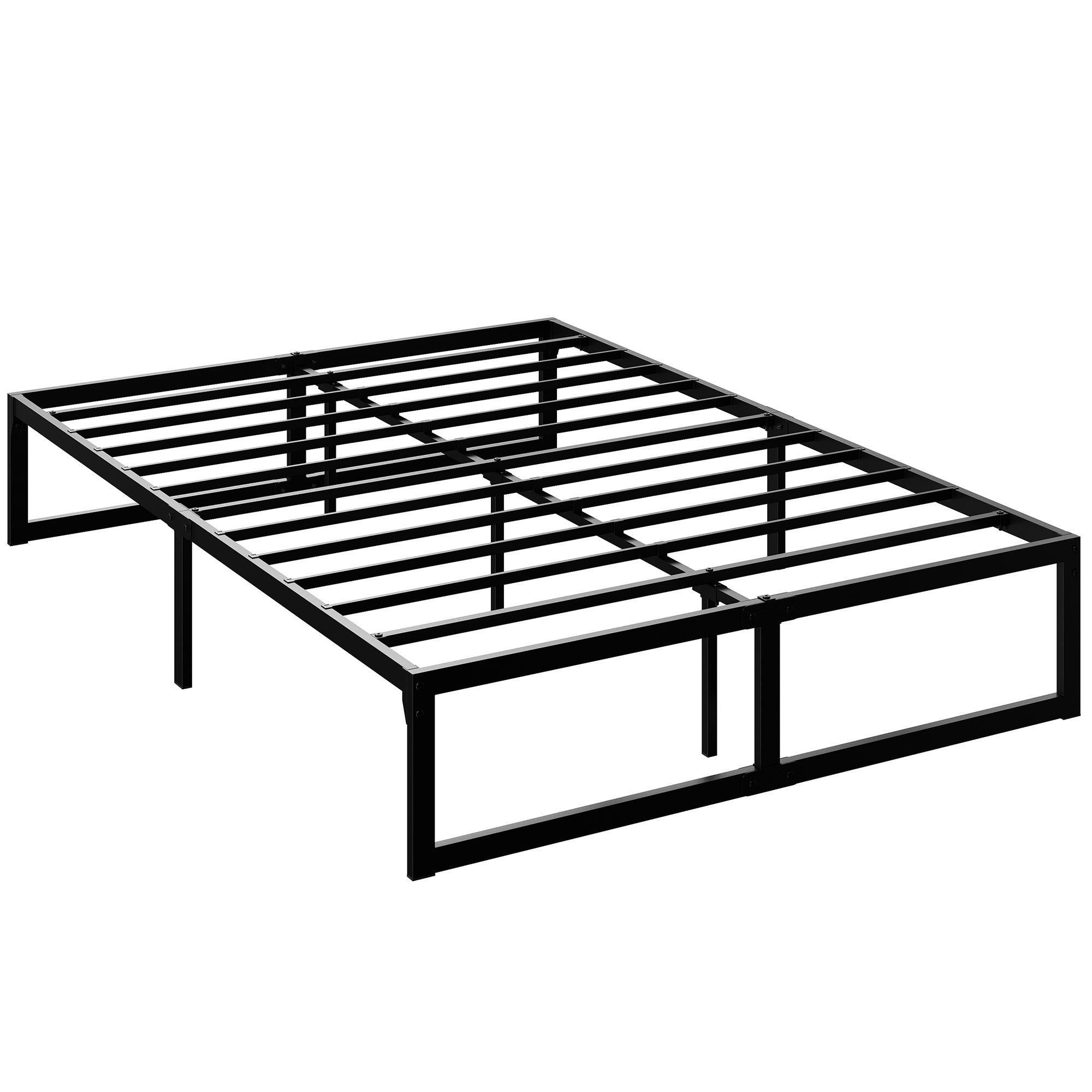 KINGSCLERE Double Metal Bedframe with Steel Slats and 32.5 cm Underbed Storage - Black - Life Essentials