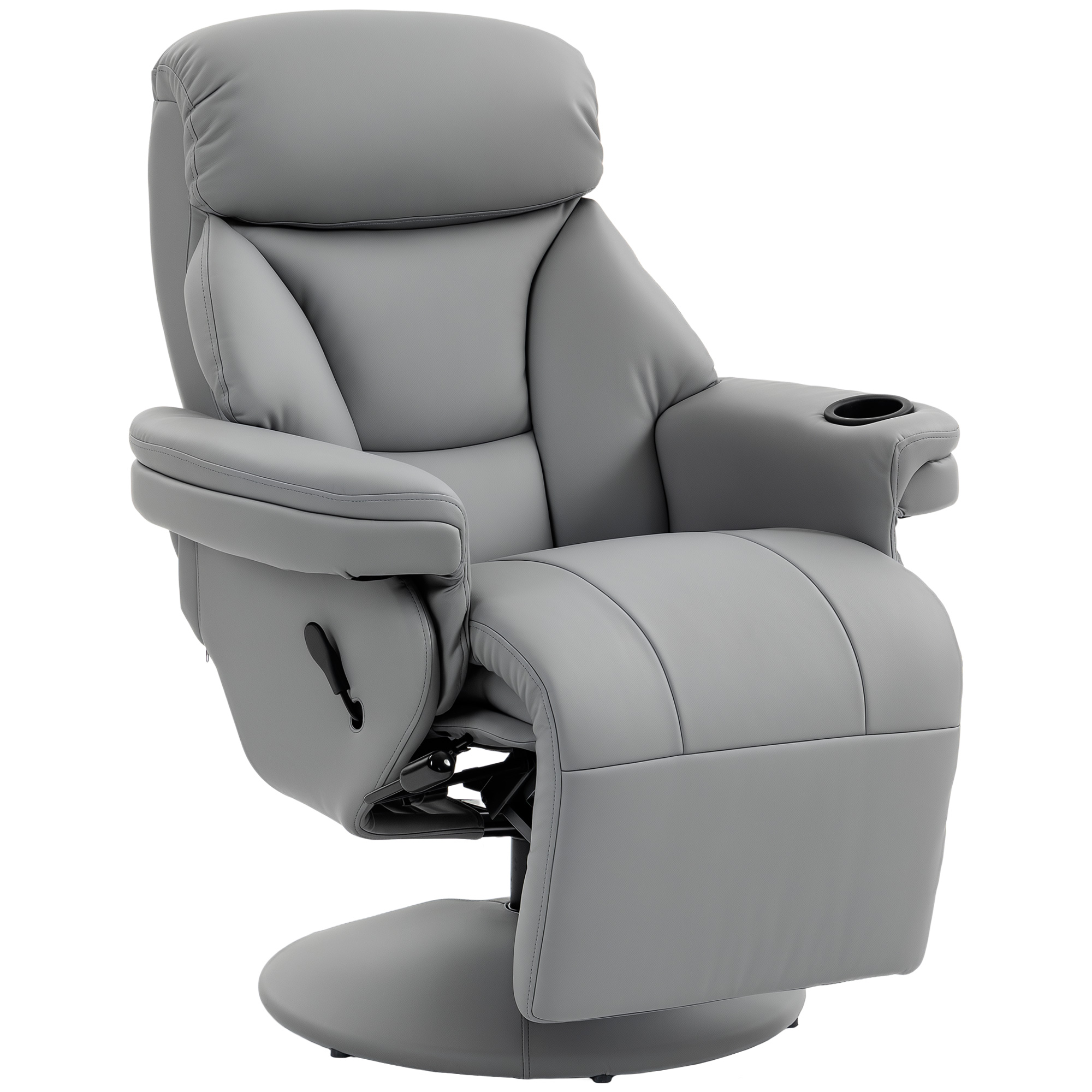 GARLEN Upholstered Manual Recliner Armchair with Footrest and Adjustable Backrest - Grey - Life Essentials