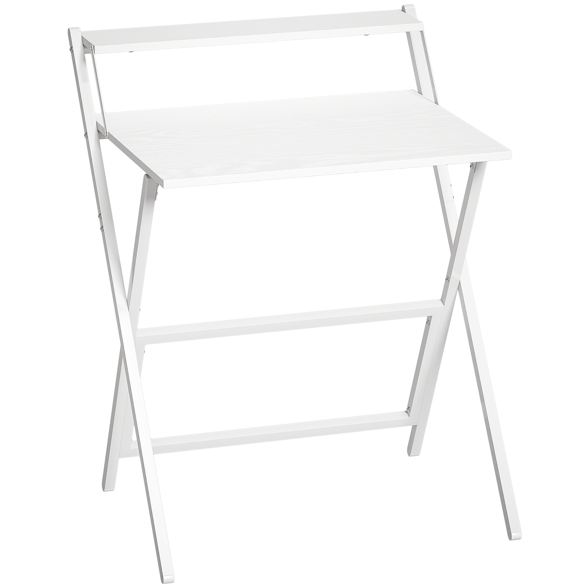EASTBOURNE 70 cm Folding Computer Desk with Raised Monitor Shelf - White - Life Essentials