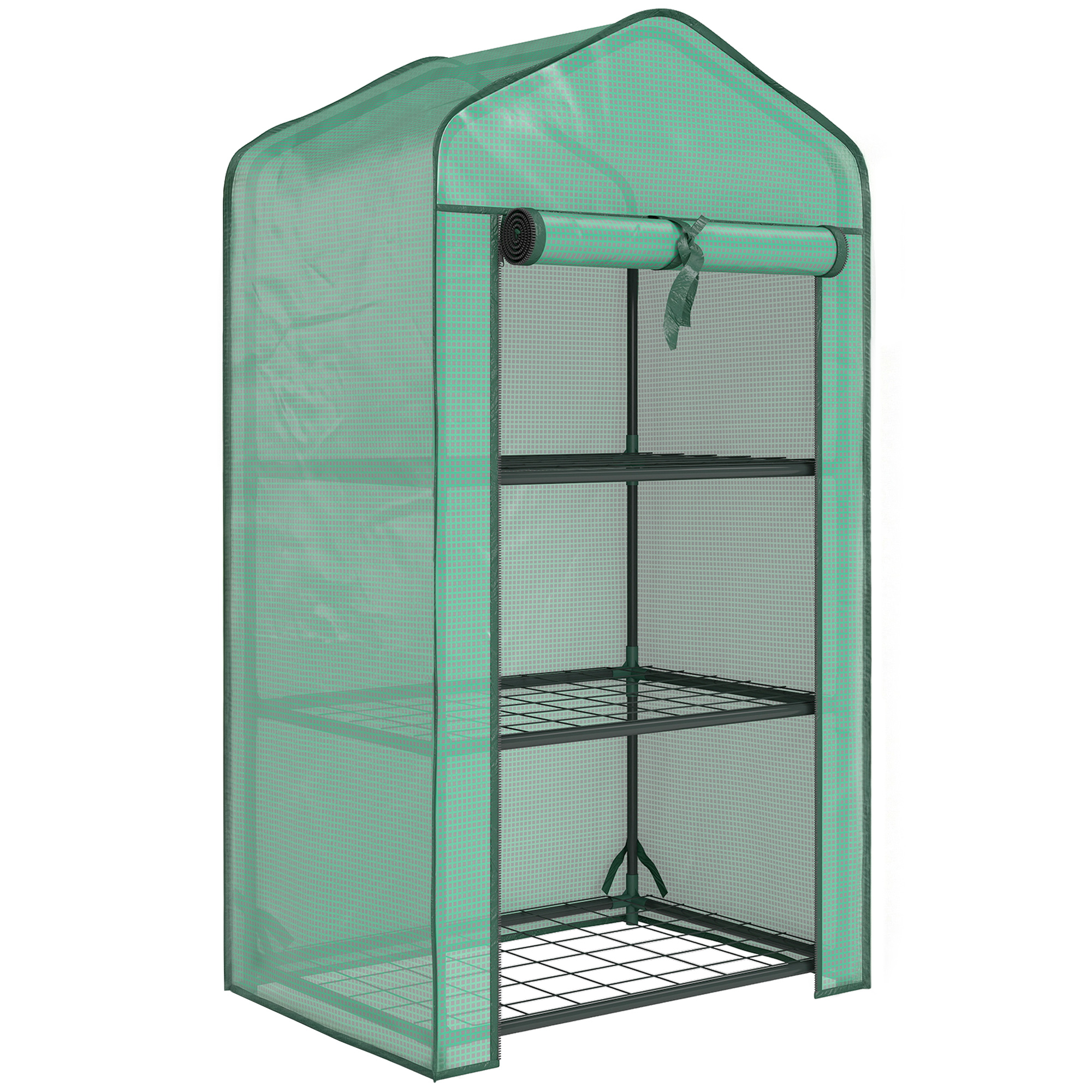 BILLINGSLEY 3 Tier Mini Greenhouse for Growing and Protecting Plants - Green - Life Essentials