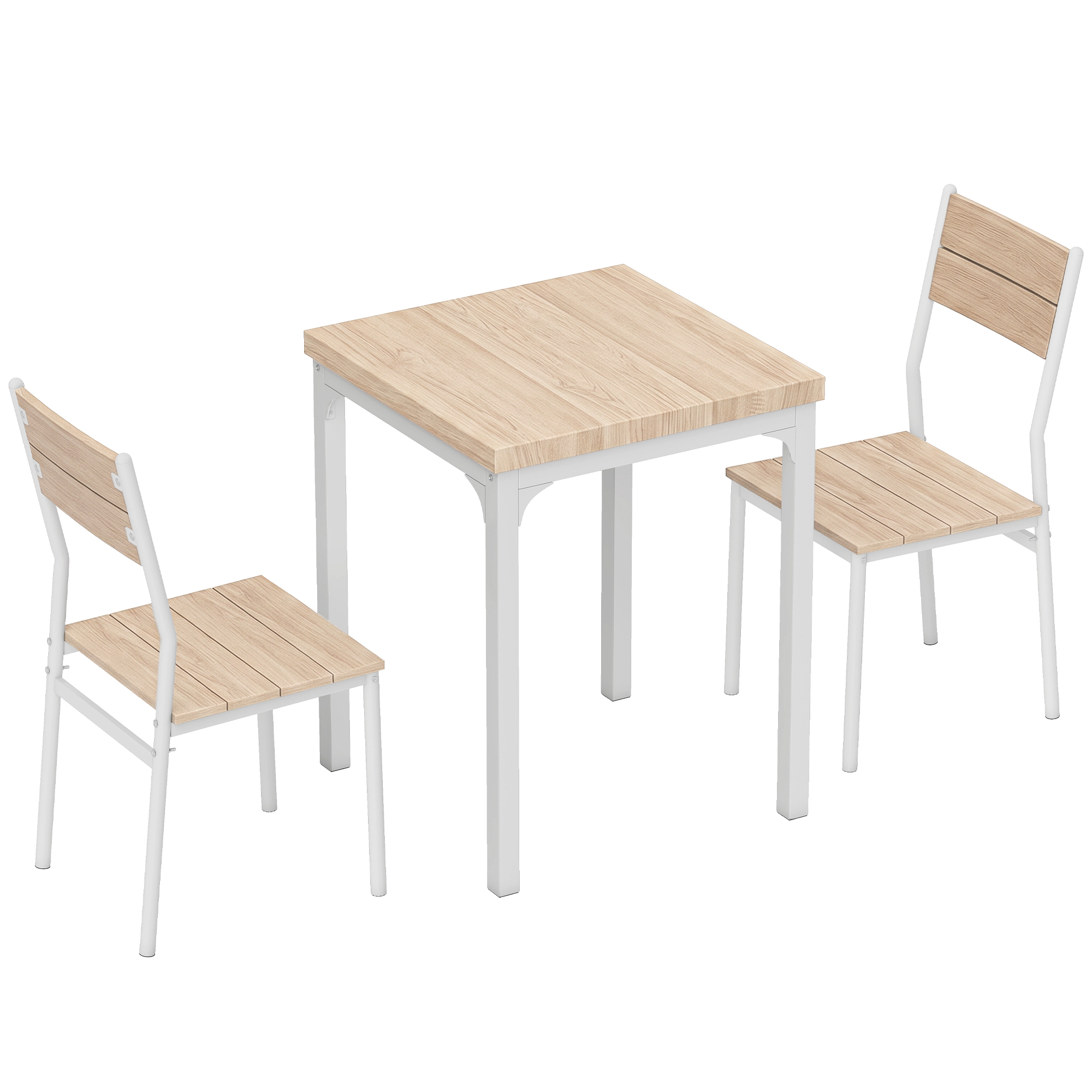 FREISTON 3 Piece Compact Dining Table and Chairs Set - Oak Wood Effect and White - Life Essentials