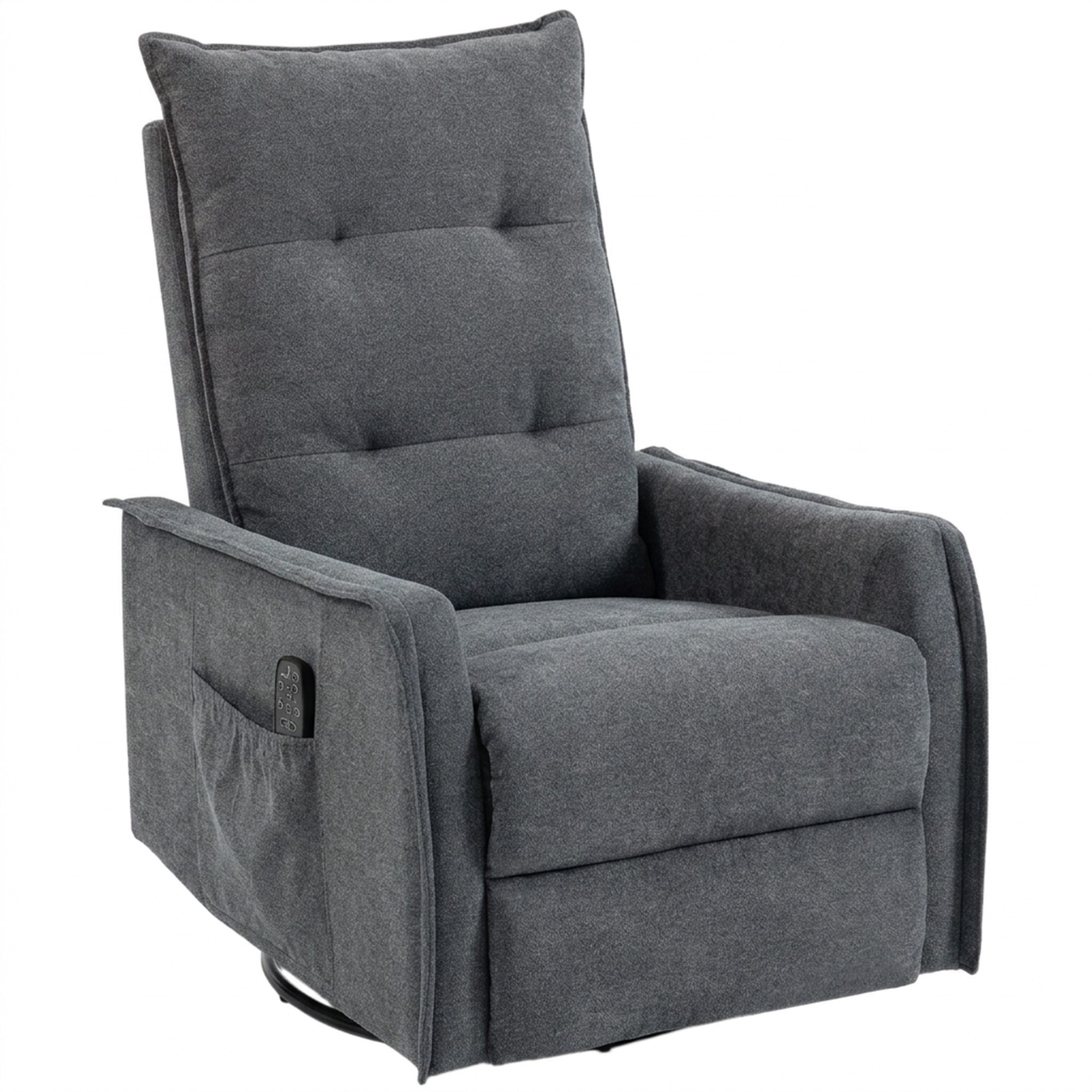 DAVENTRY Chenille Swivel Rocking Recliner Armchair with Massage and Heat - Dark Grey - Life Essentials