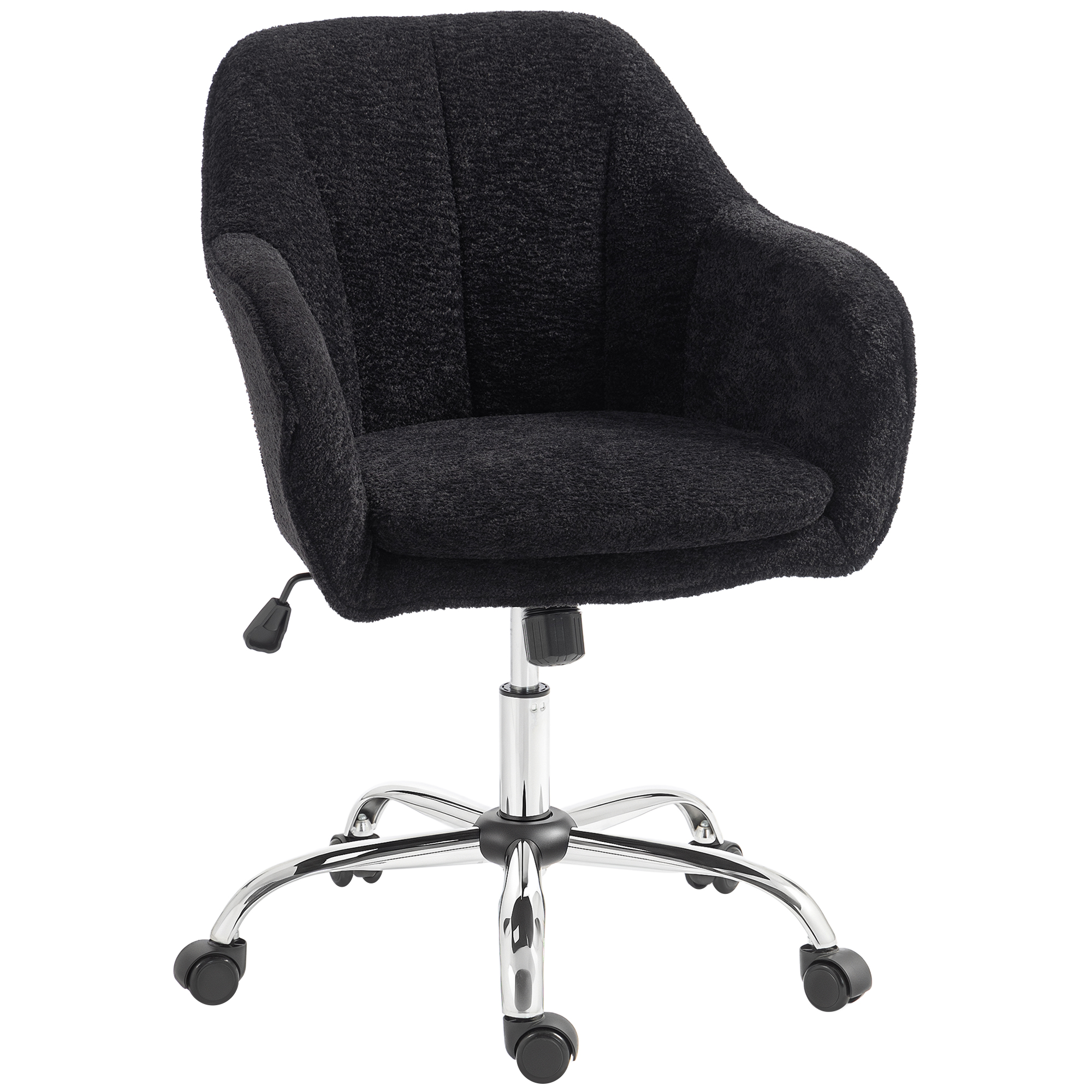 SOLVAR Snow Flannel Swivel Makeup and Office Chair with Tub Back - Black - Life Essentials