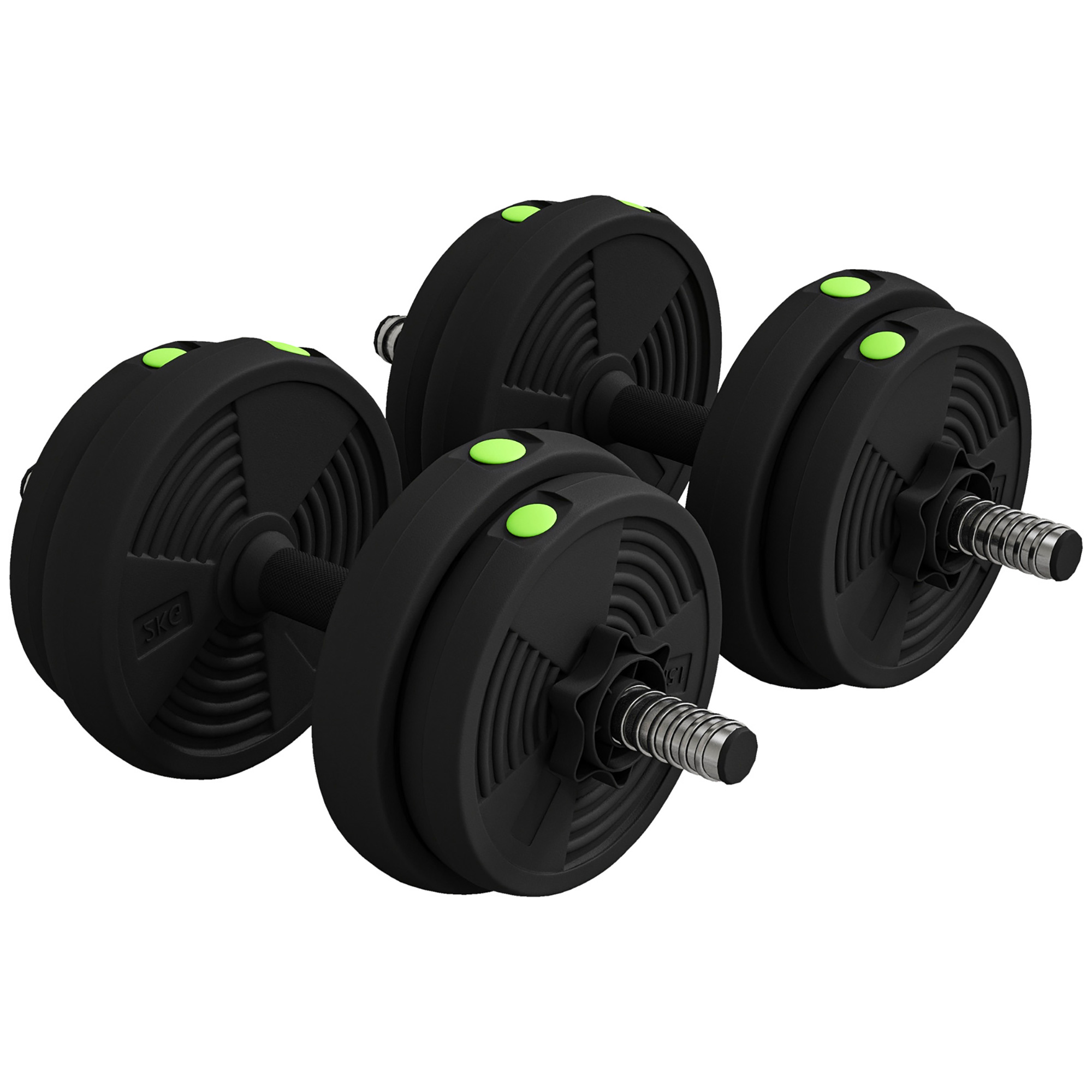 BLAKENEY Adjustable Barbell and Dumbbell Weight Set for Home Strength Training - Black and Green - Life Essentials