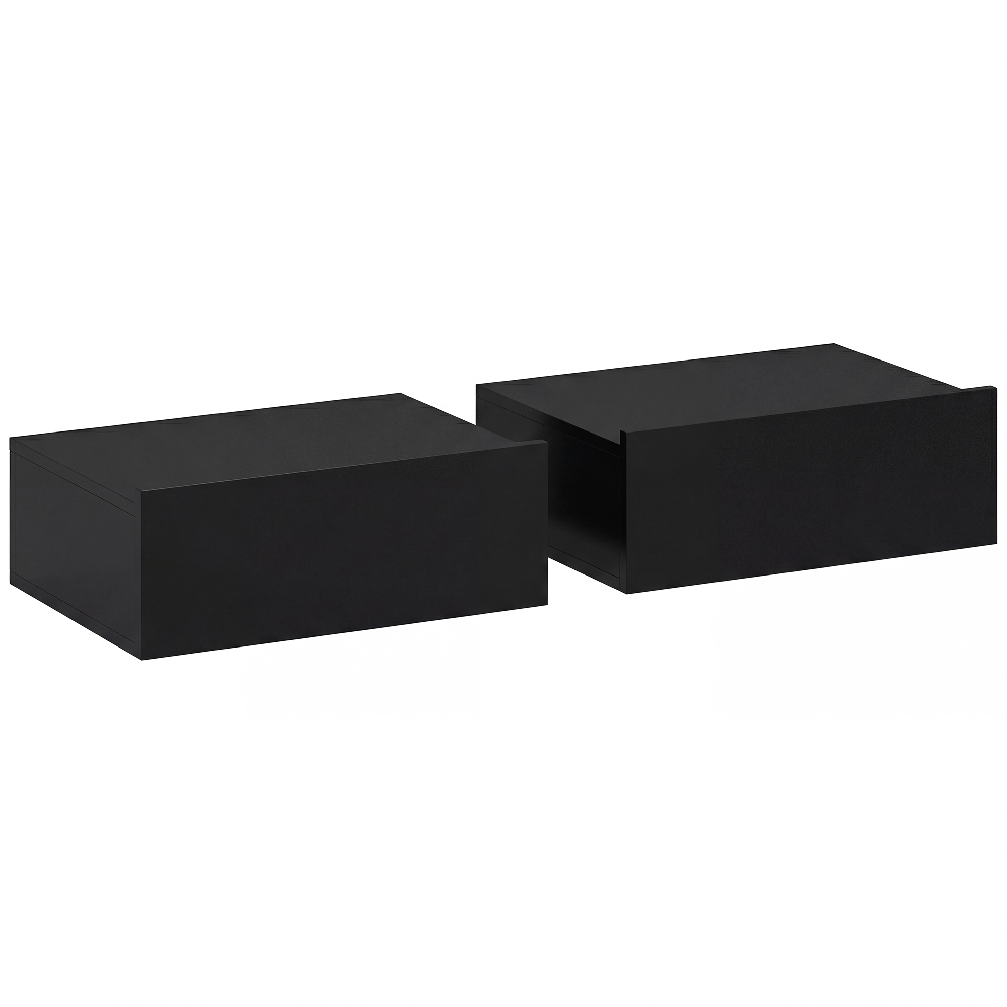 BAYFORD Set of 2 Wall Mounted Floating Bedside Tables with Storage Drawers - Black - Life Essentials