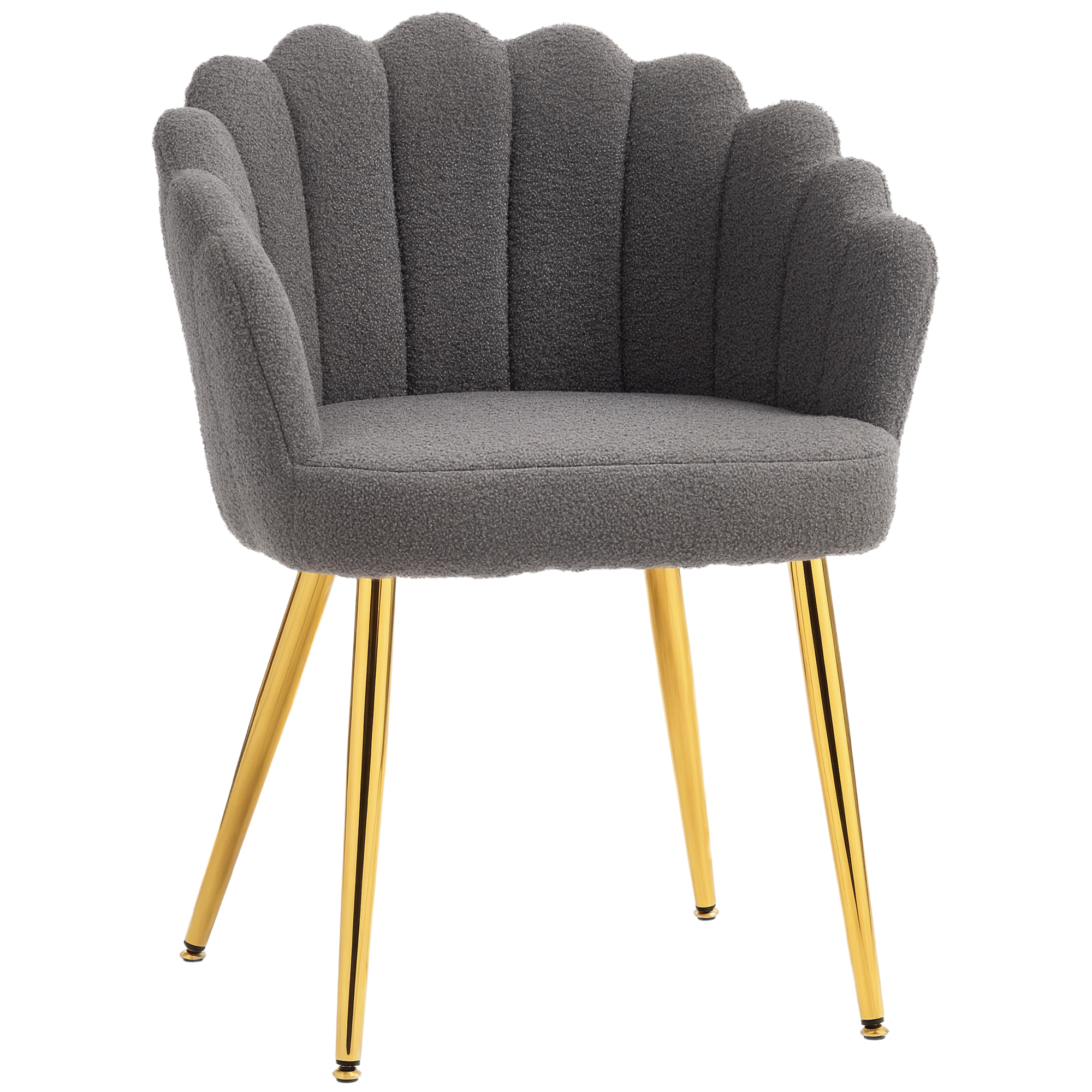 FRAMLINGHAM Petal Back Accent Armchair with Metal Legs for Living Room or Bedroom - Grey and Gold Tone - Life Essentials