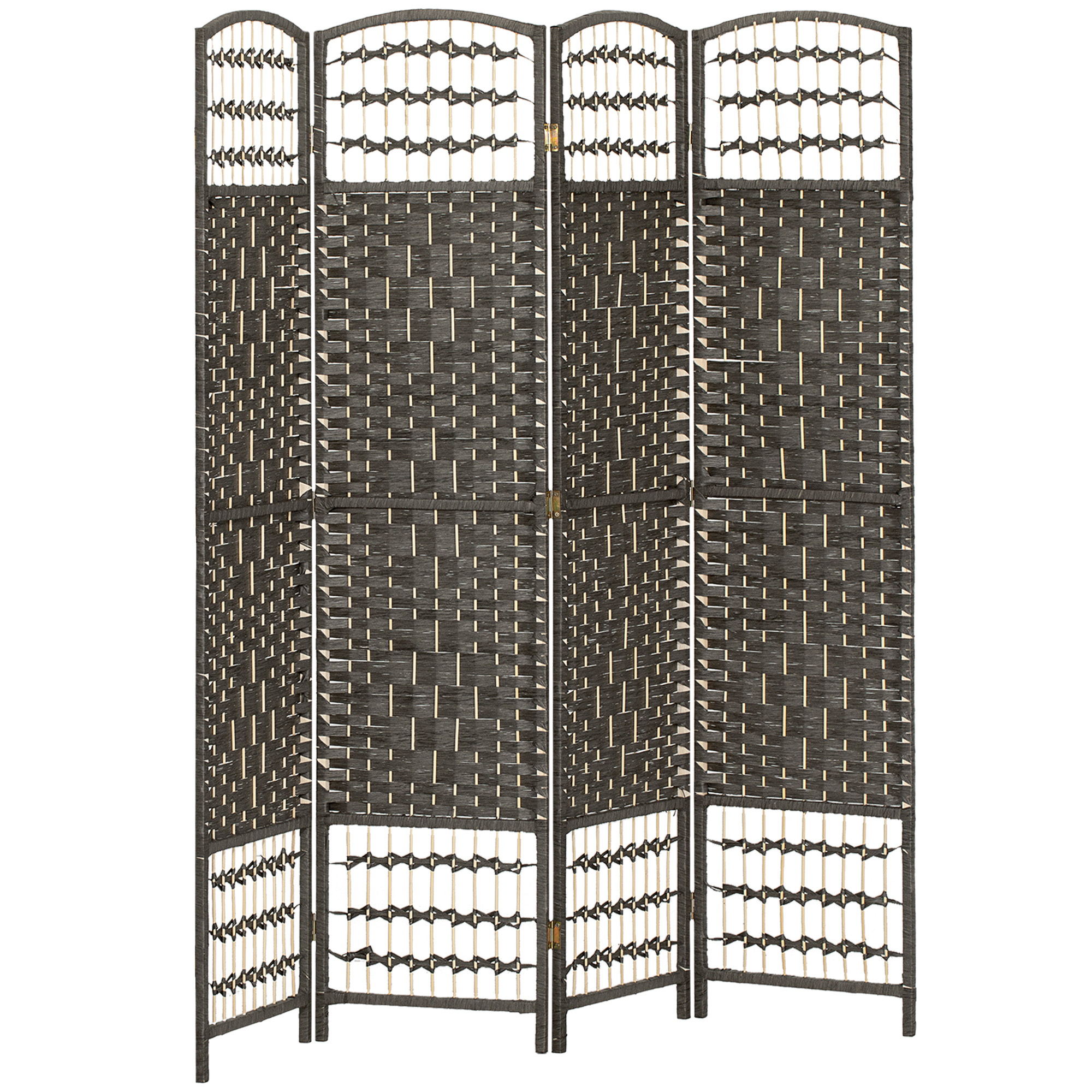 IVEGLEN 4 Panel Folding Room Divider with Pine Wood Frame - Dark Grey - Life Essentials