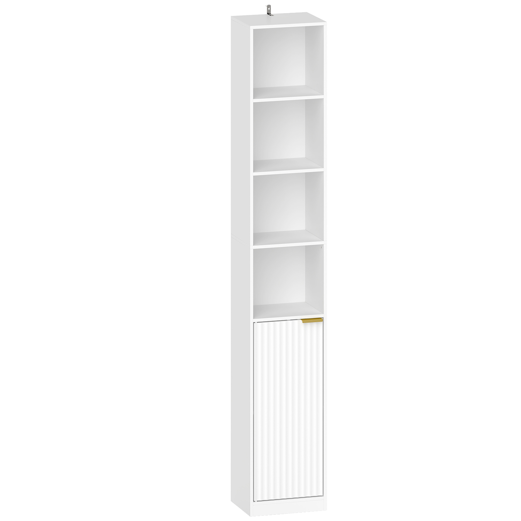 TOWCESTER 6 Tier Bookcase with Adjustable Shelves and Anti Tip Hardware - White Wood Effect and Gold Tone - Life Essentials