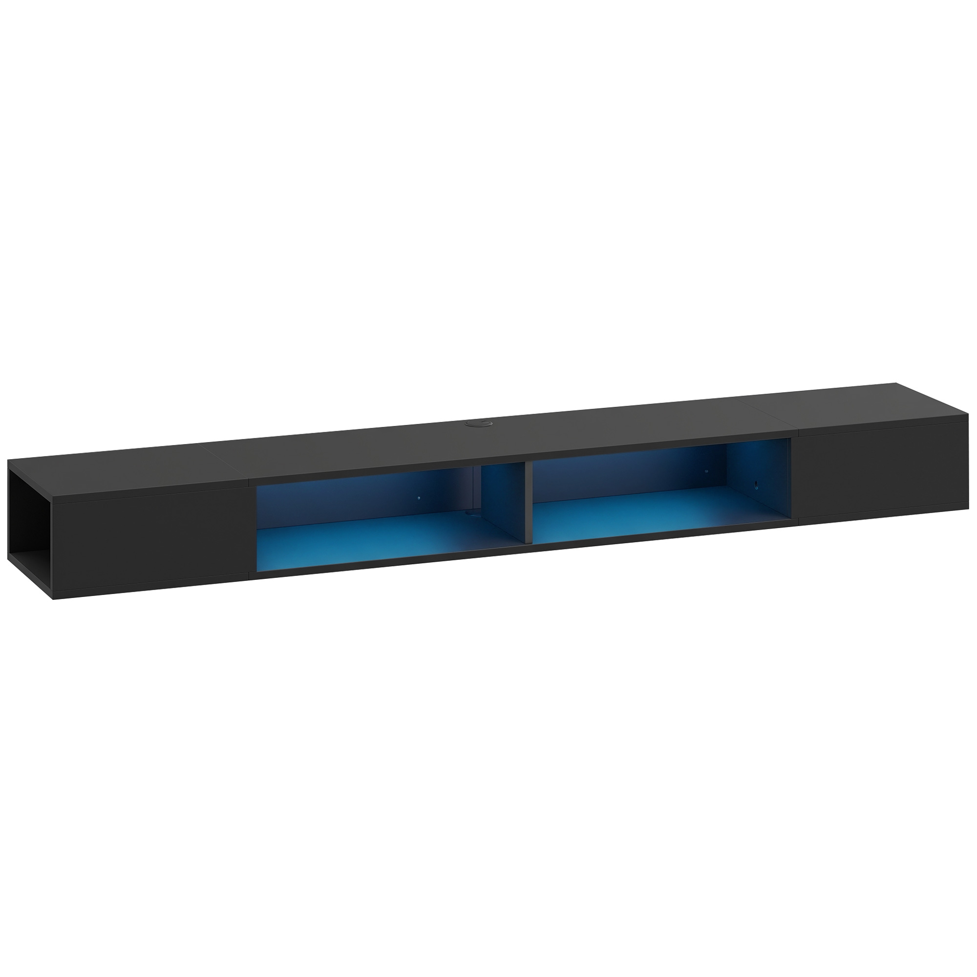 MALVERN Wall Mounted Floating TV Stand with RGB LED Lights for TVs up to 75 Inches - Black - Life Essentials