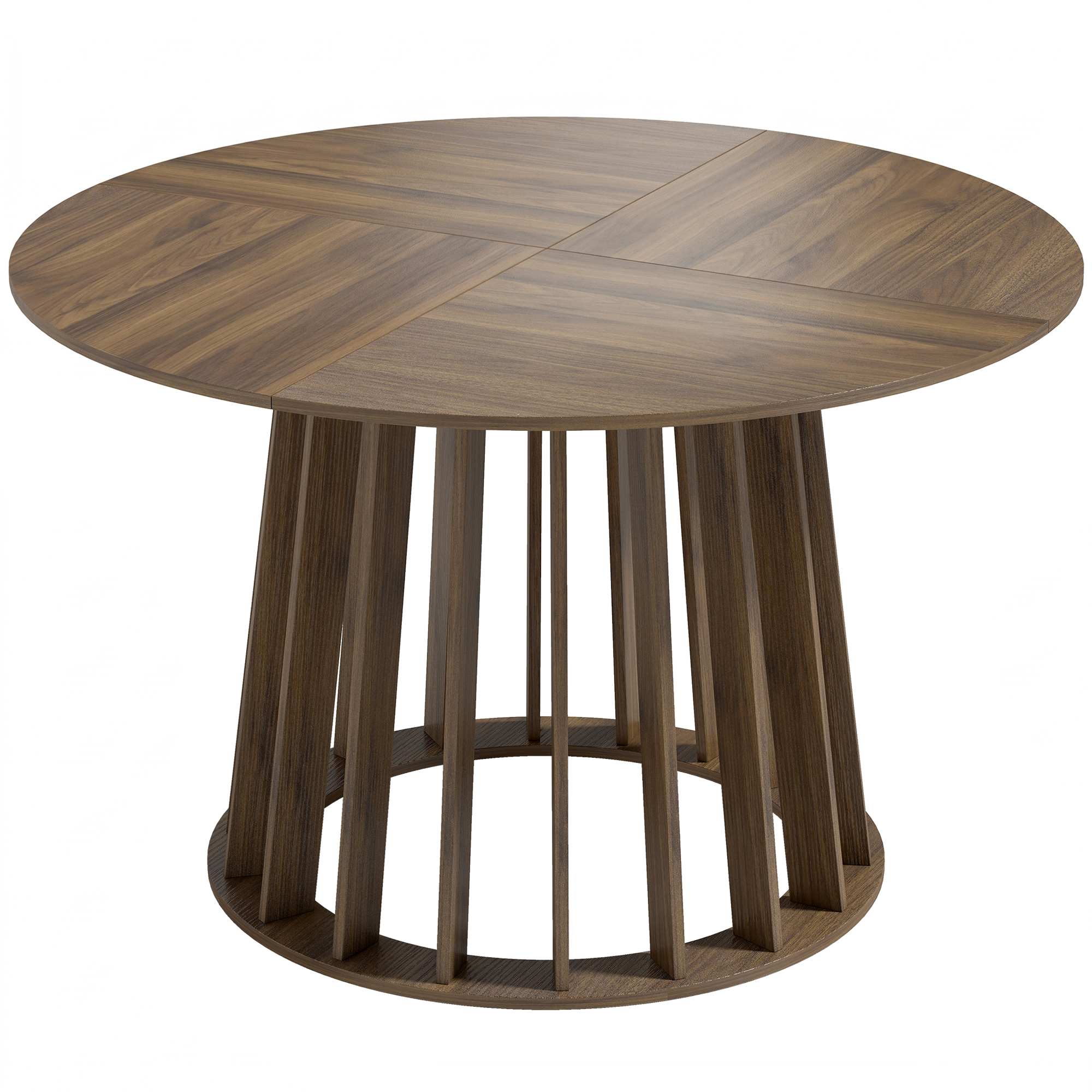 KETTERING 120 cm Round Dining Table for 4 to 6 People with Slatted Base - Light Walnut - Life Essentials