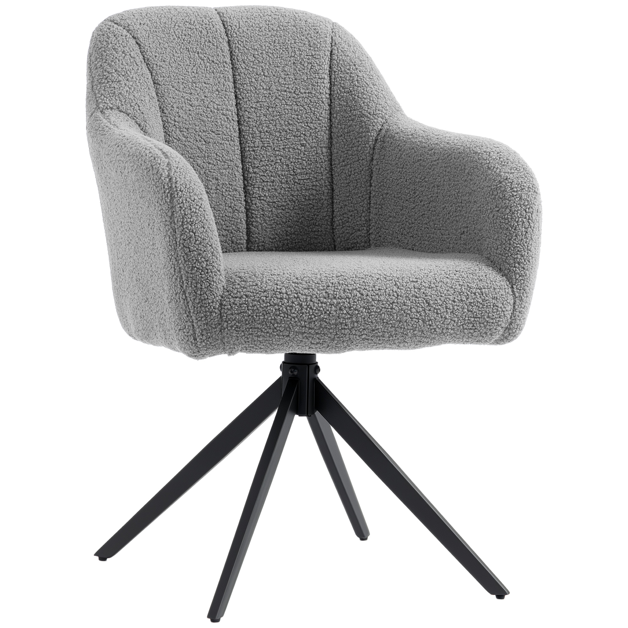 KELSALL 360 Degree Swivel Teddy Fleece Accent Armchair - Grey - Life Essentials