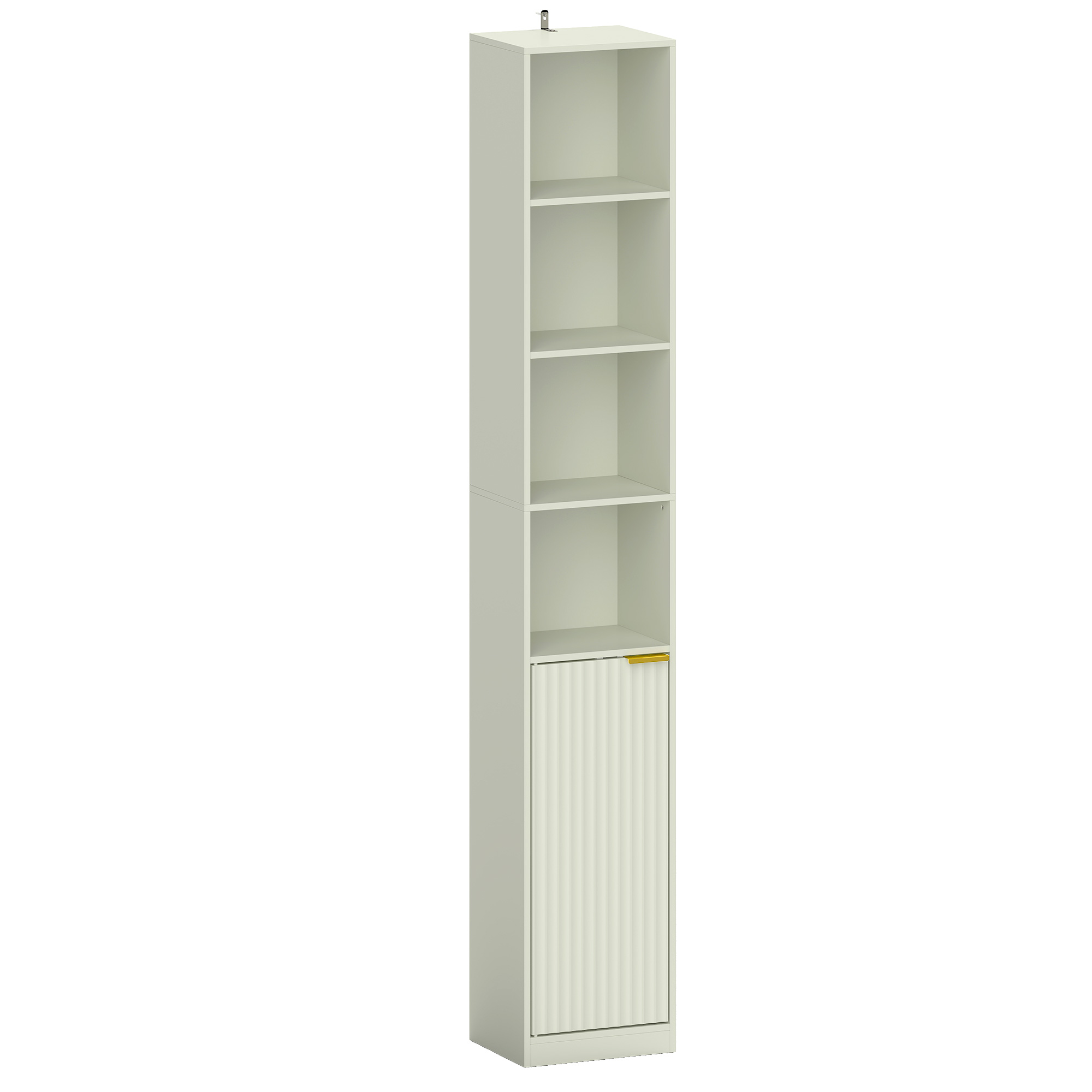 TOWCESTER 6 Tier Bookcase with Adjustable Shelves and Anti Tip Hardware - Light Green and Gold Tone - Life Essentials