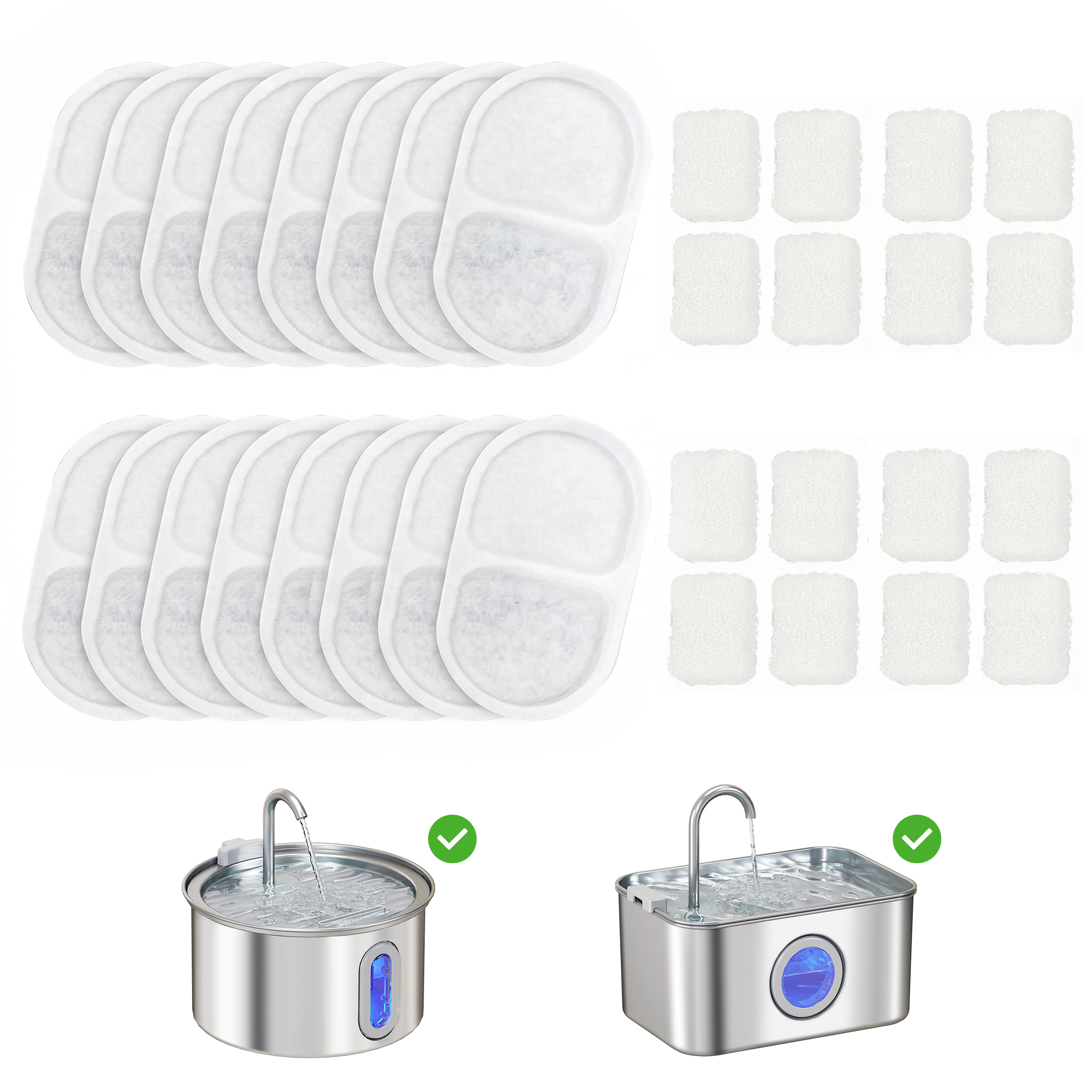 SOUTHWELL 16 Pack Cat Water Fountain Replacement Filters for 3.2L and 2.5L Pet Fountains - White - Life Essentials