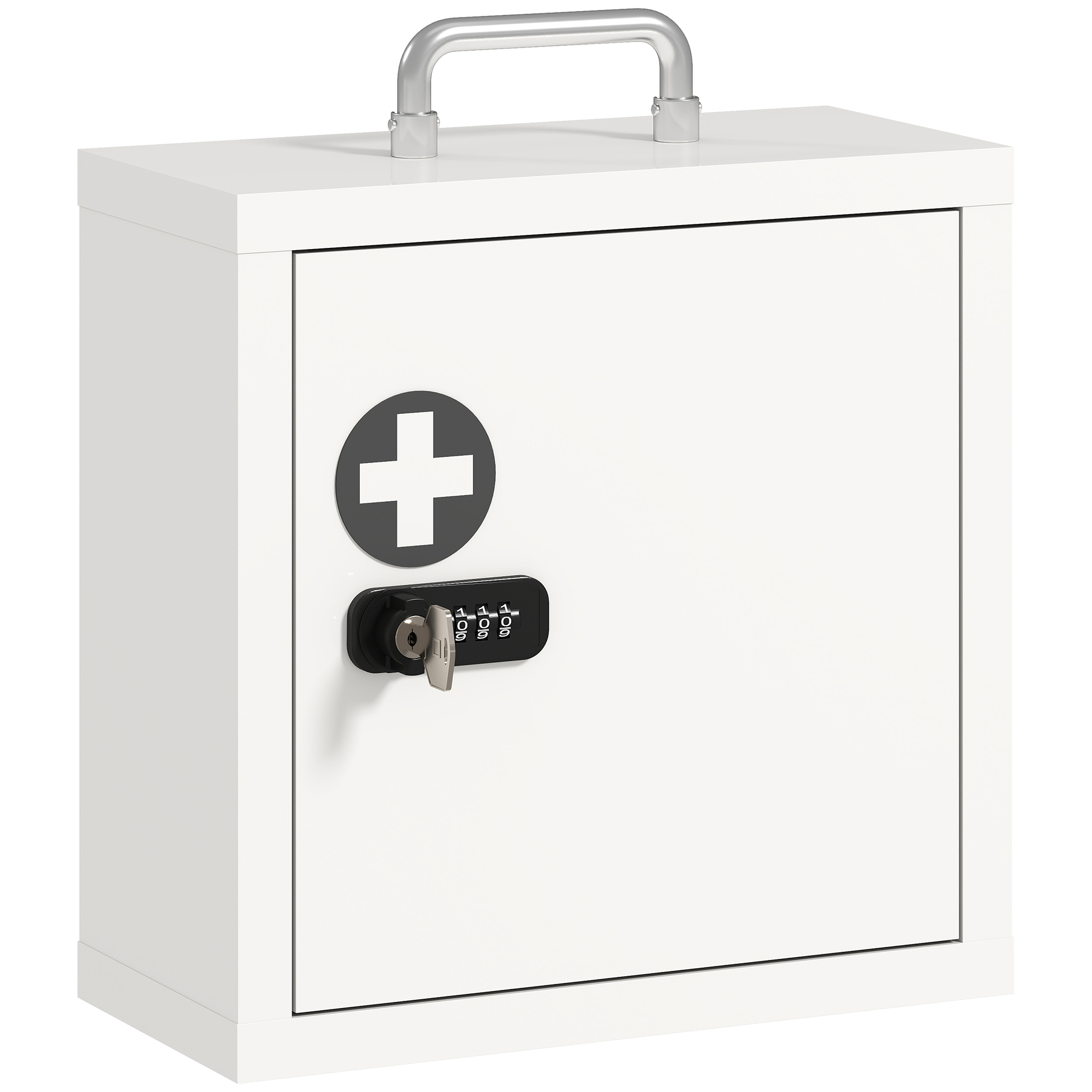 BAWTRY 2 Tier Stainless Steel Medicine Cabinet with Combination and Key Lock - White and Grey - Life Essentials