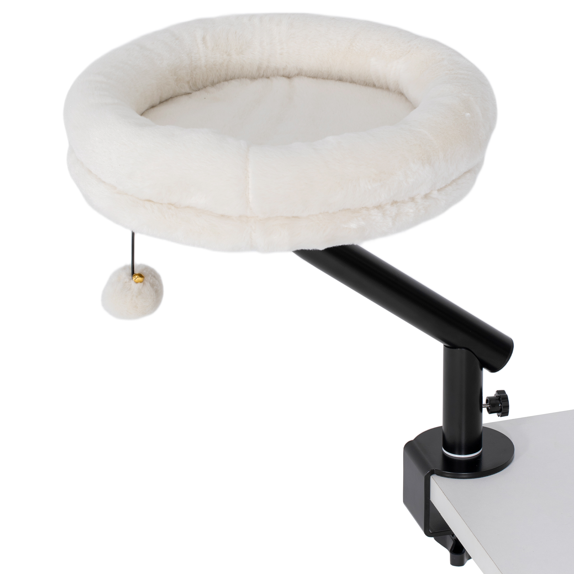 FORDINGBRIDGE 360 Degree Adjustable Cat Desk Hammock Bed for Window or Table - Cream White and Black - Life Essentials