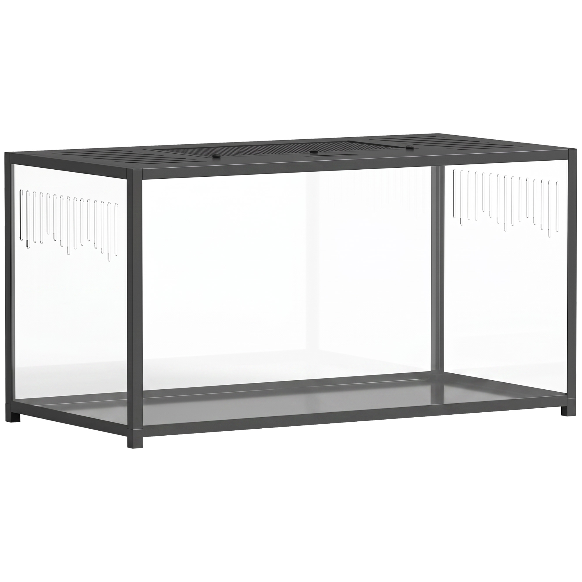 YALDING 100 x 50 x 52.5 cm Metal Hamster and Gerbil Cage with Openable Top - Black and Transparent - Life Essentials