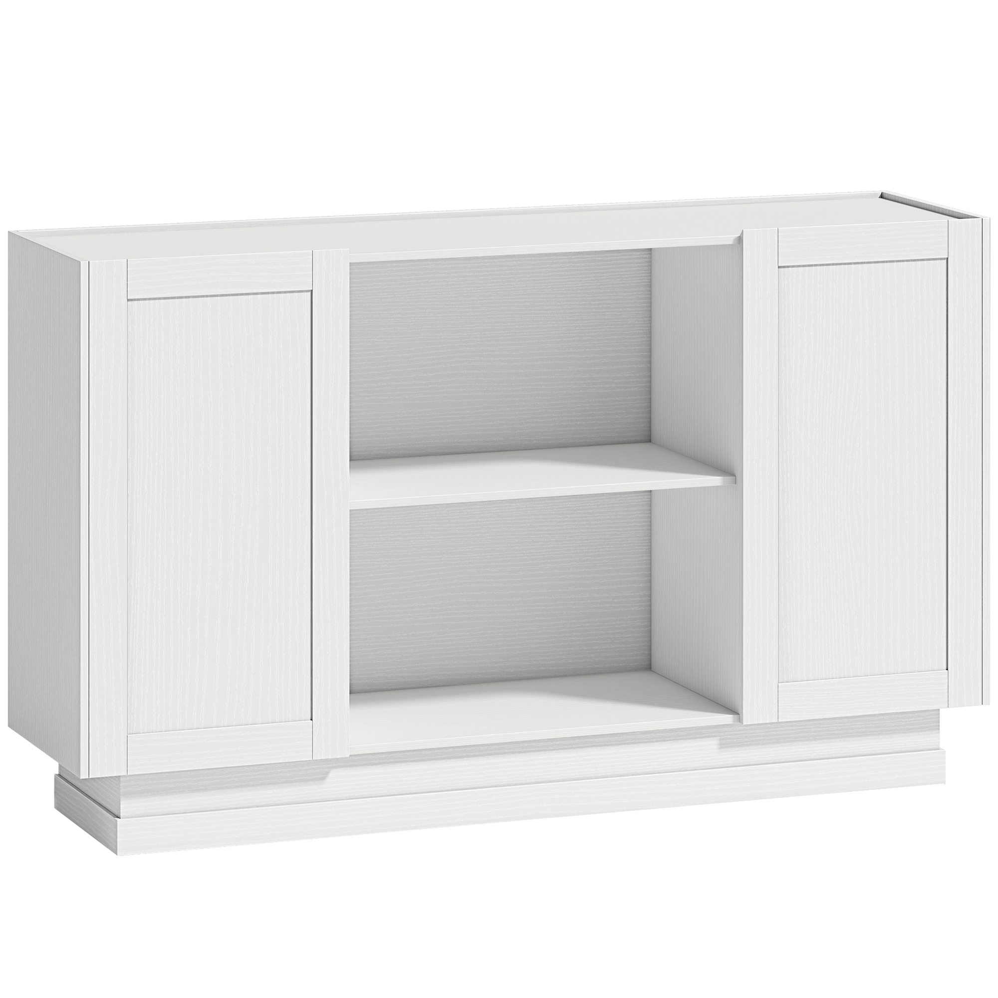 WESTBOURNE 133 cm Sideboard Cabinet with 2 Open Shelves, 2 Cupboards and Soft Close Doors - White - Life Essentials