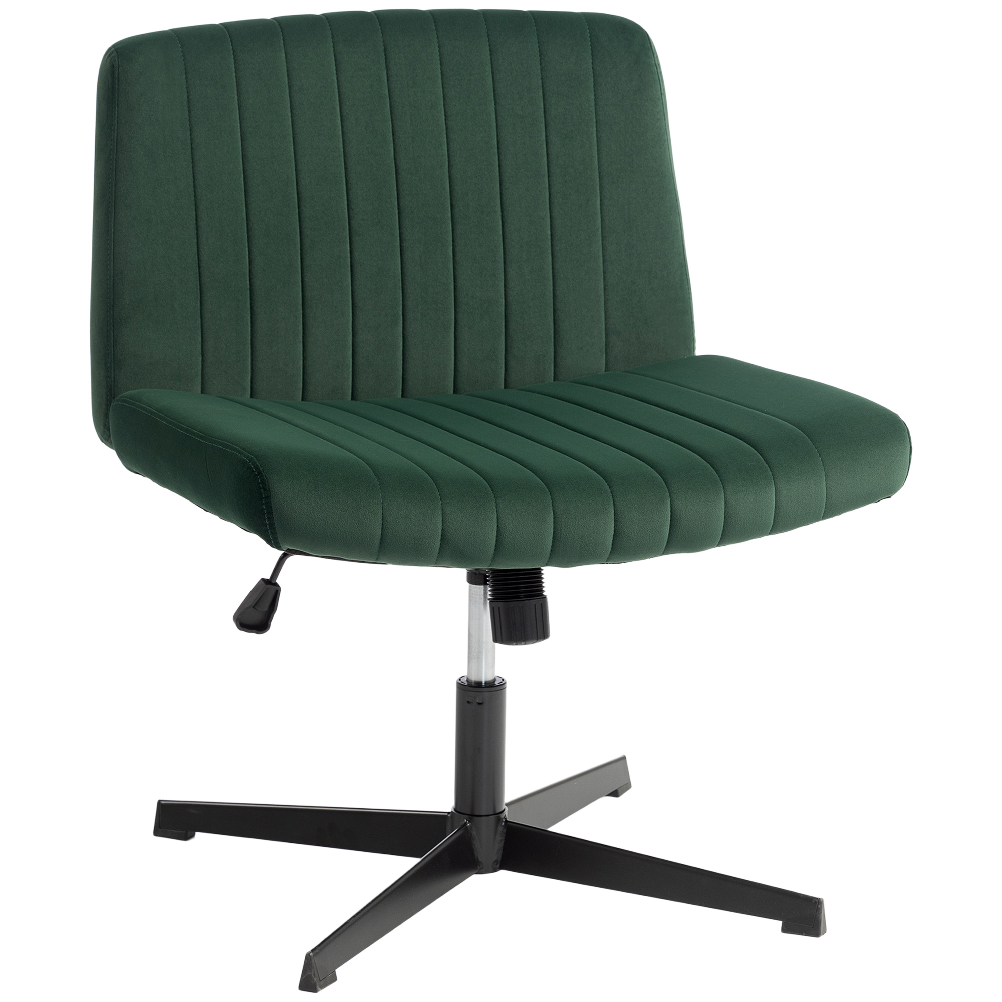 ROCHFORD Flannel Armless Cross Legged Office Chair without Wheels - Green - Life Essentials