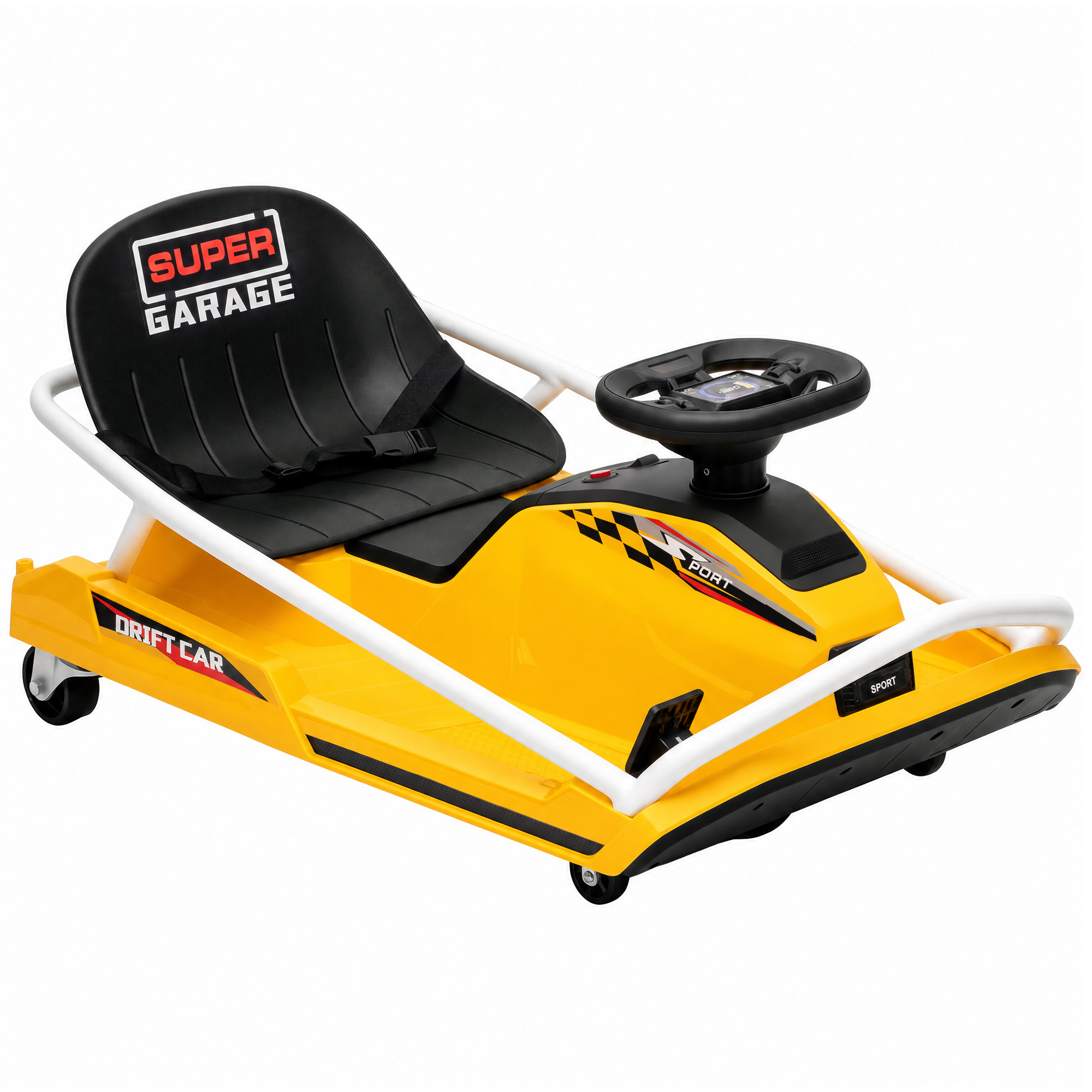 BAYLEIGH 24V Kids Electric Go Kart with Drift Mode, 300W Motor, Soft Start and Dual Speed - Yellow - Life Essentials