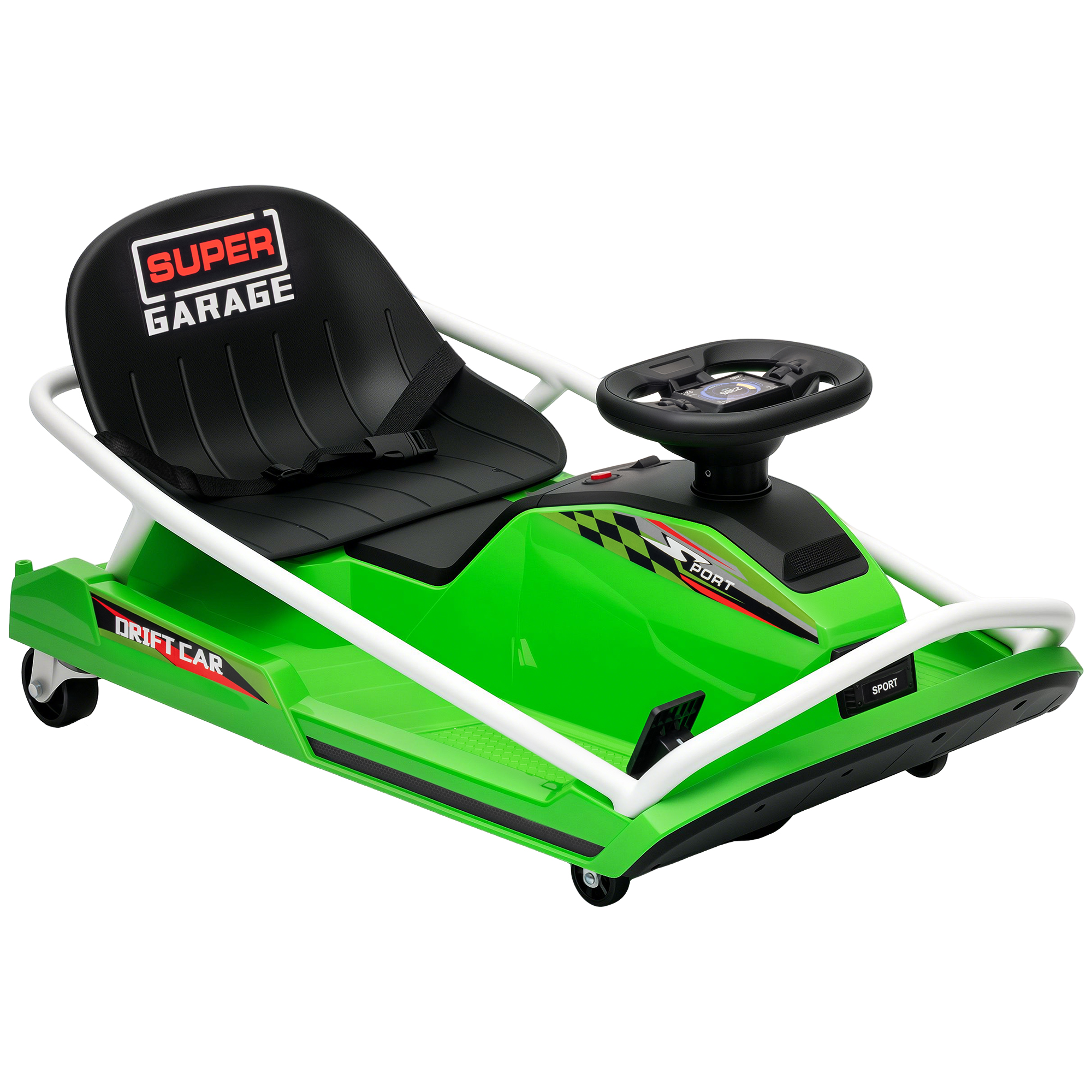BAYLEIGH 24V Kids Electric Go Kart with Drift Mode, 300W Motor, Soft Start and Dual Speed - Green - Life Essentials