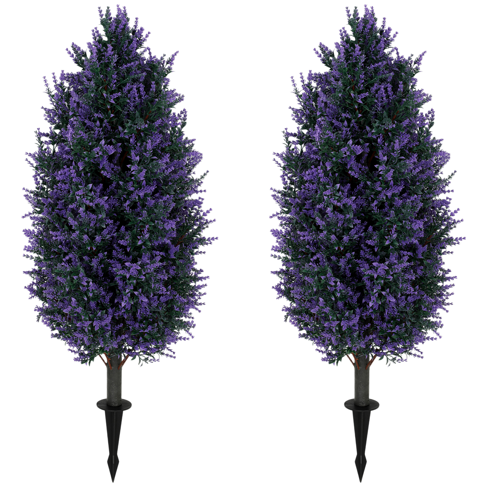 MINCHINHAMPTON Set of 2 UV Resistant Artificial Lavender Plants with Stakes, 90 cm Tall - Blue and Lavender - Life Essentials