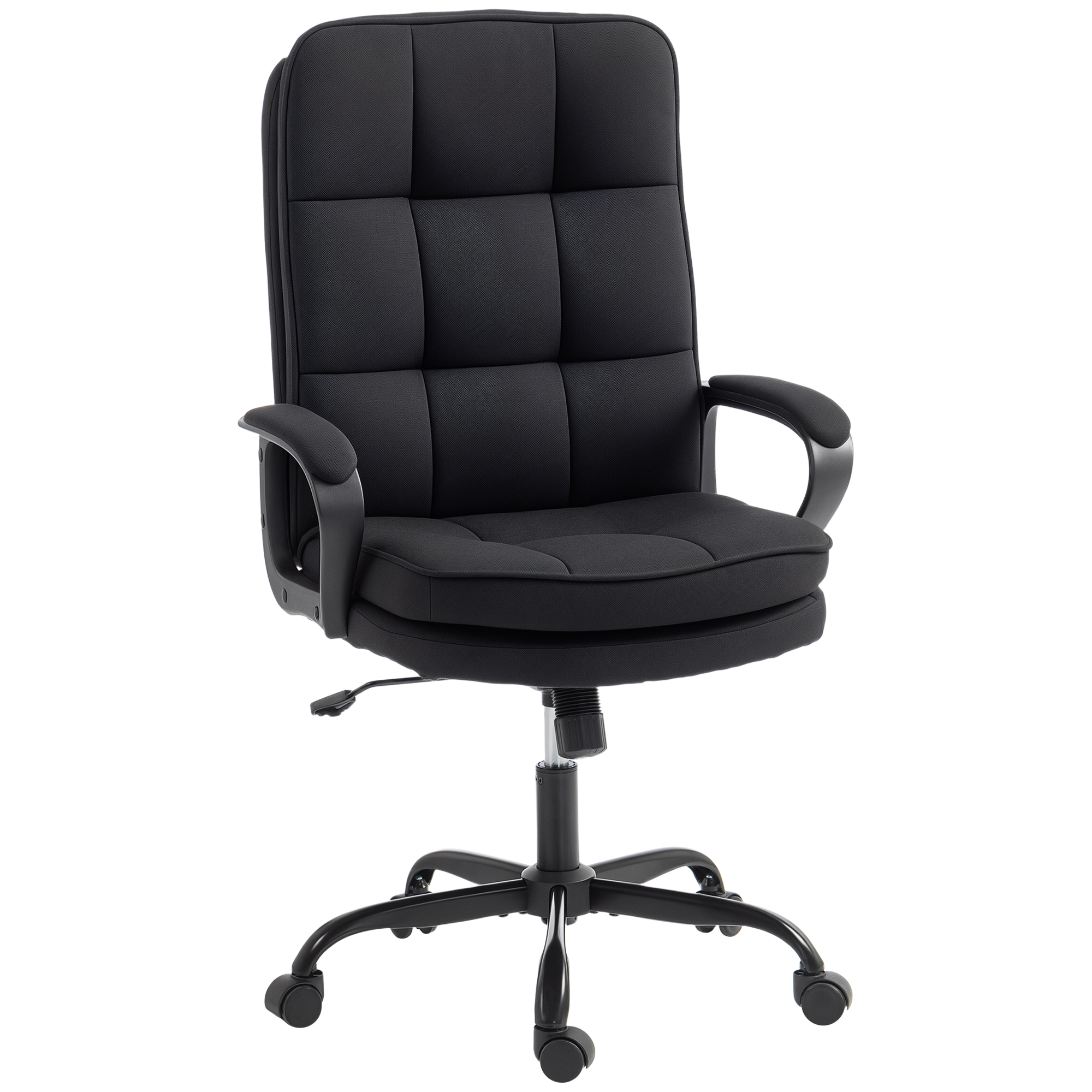 SOLRIC Double Padded Linen Look Office Chair - Black - Life Essentials