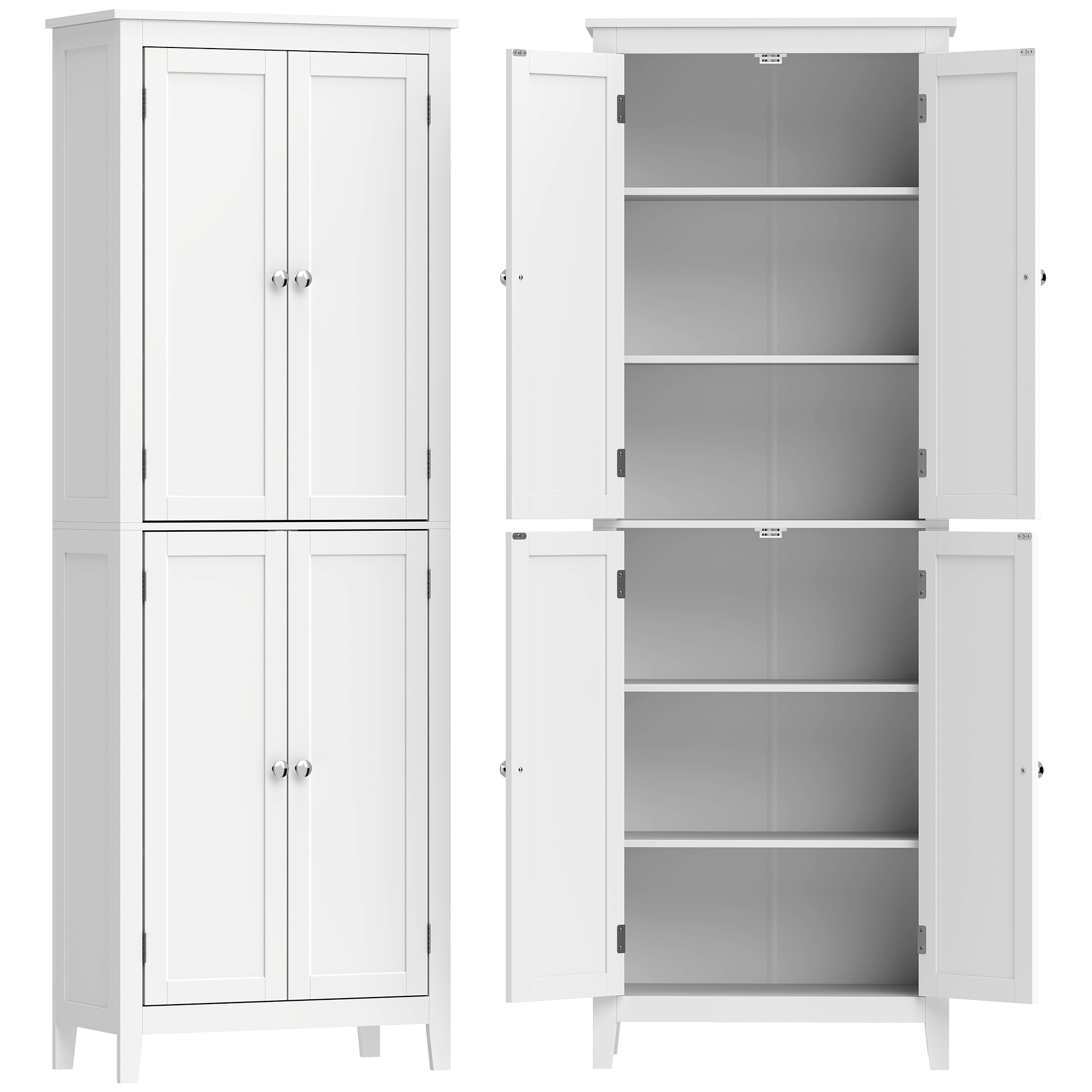 GOLDCREST 170 cm Tall Narrow Bathroom Storage Cabinet with Adjustable Shelves - White - Life Essentials