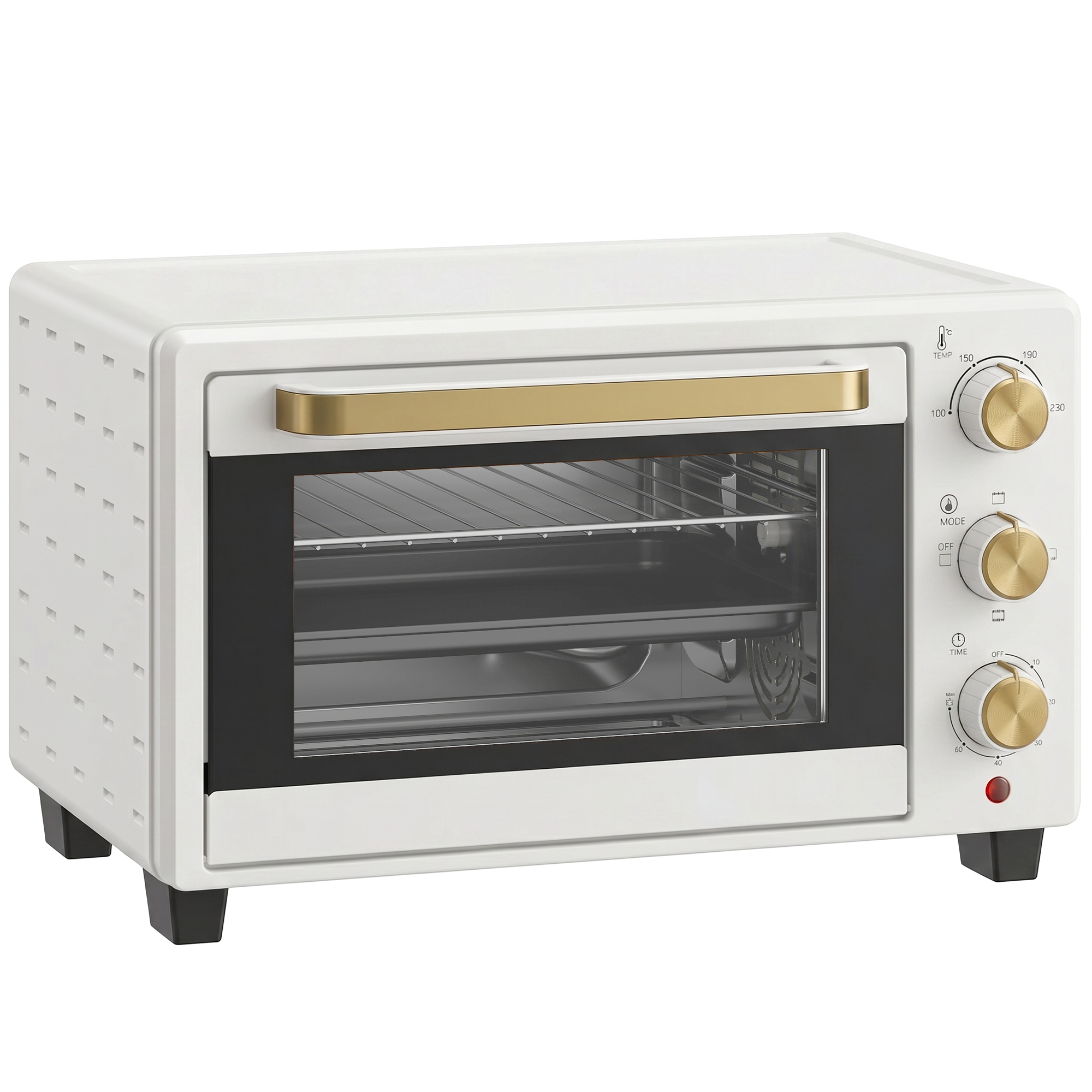 MARTHAM 21L Mini Countertop Oven with Adjustable Temperature from 100 to 230 Degrees Celsius - White - Life Essentials