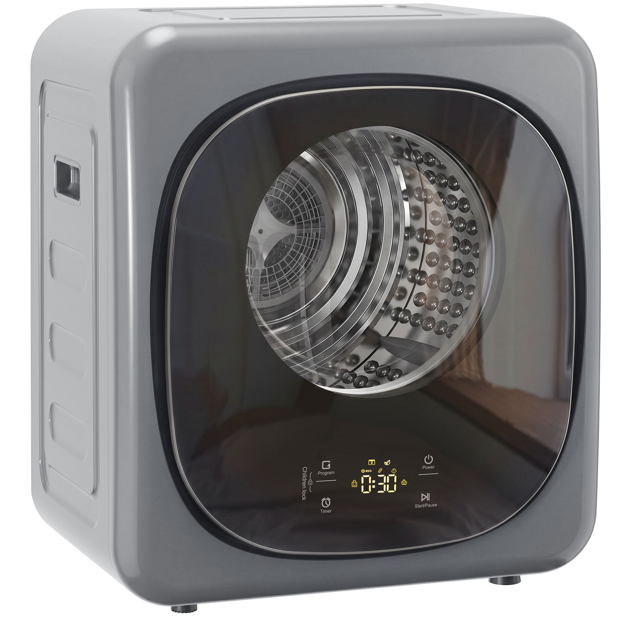 MARDENE 4 kg 800W Compact Freestanding Vented Tumble Dryer with 5 Drying Modes - Silver Tone - Life Essentials