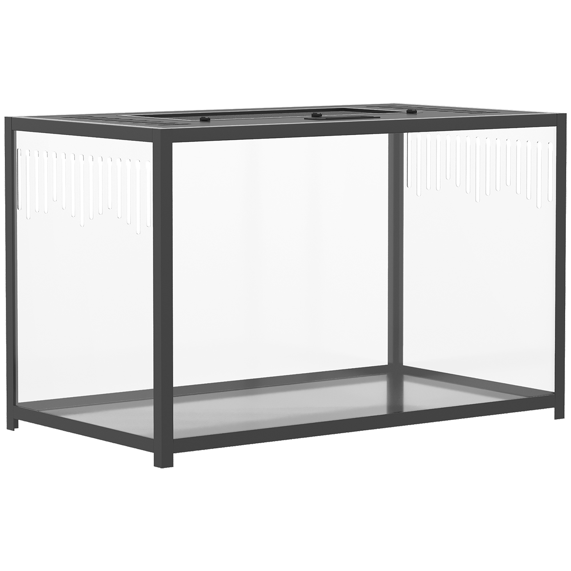YALDING 80 x 45 x 50.5 cm Metal Hamster and Gerbil Cage with Deep Base and Openable Top - Black and Transparent - Life Essentials
