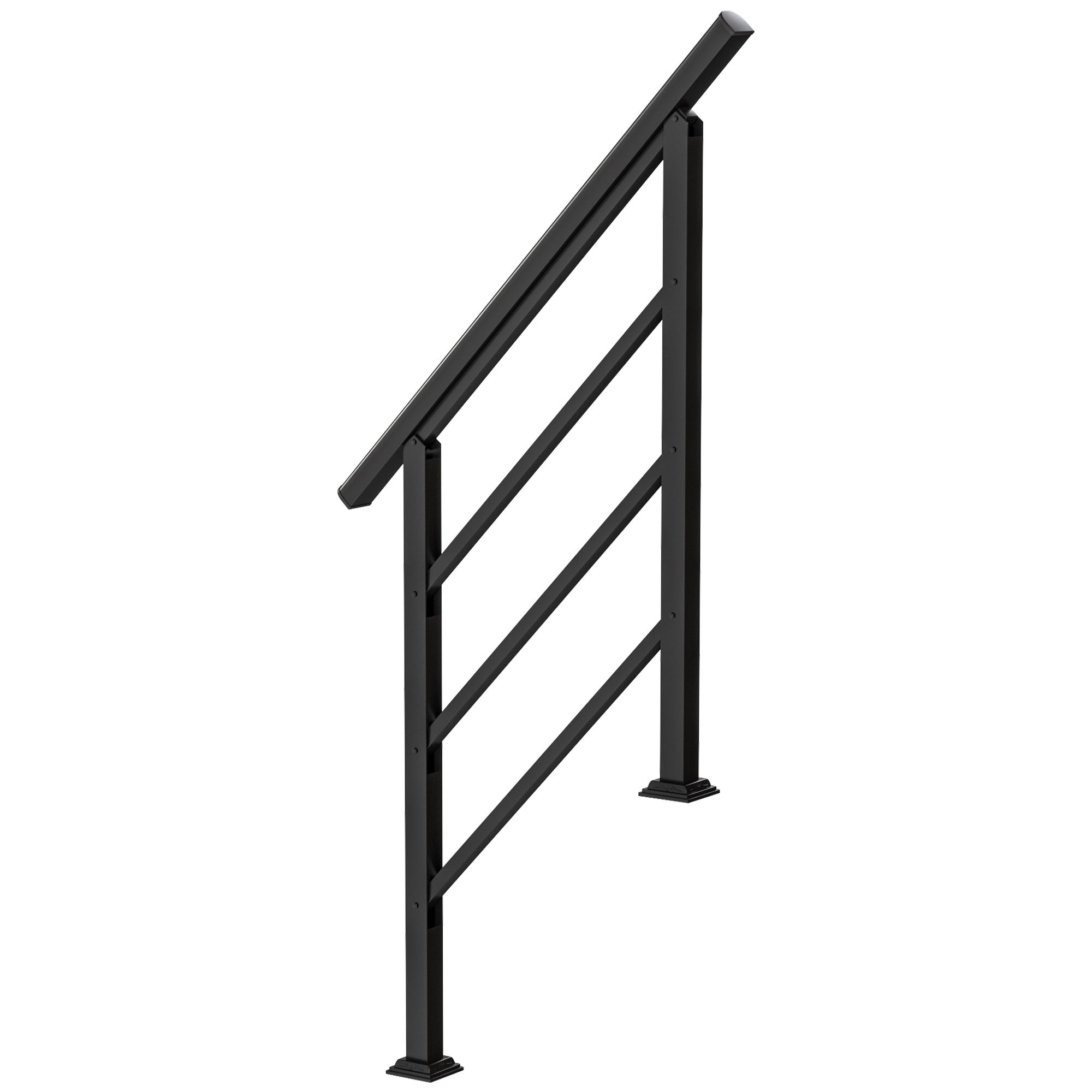 BOSCOMBE Adjustable Outdoor Wrought Iron Handrail for 1 to 3 Steps and 0 to 45 Degree Angles - Black - Life Essentials