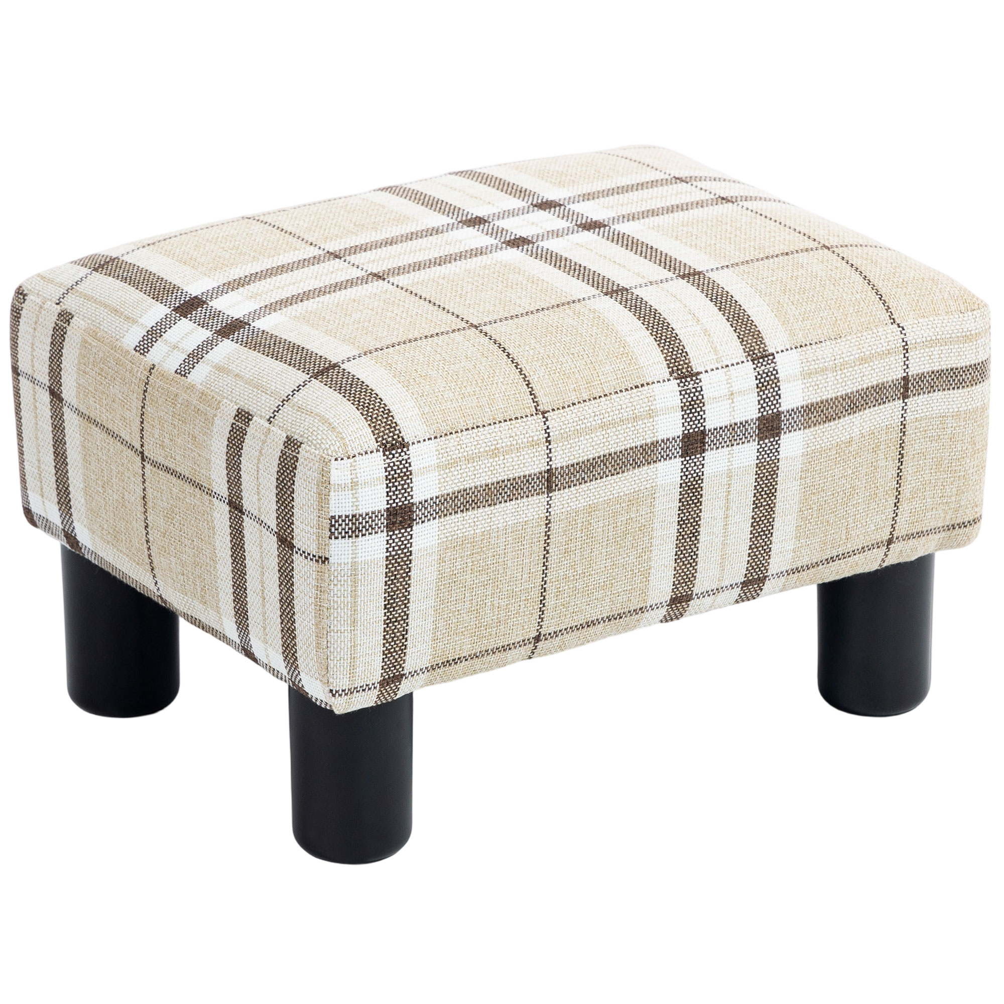 HONITON Linen Fabric Cube Footstool Ottoman with 4 Plastic Legs - Multicoloured - Life Essentials