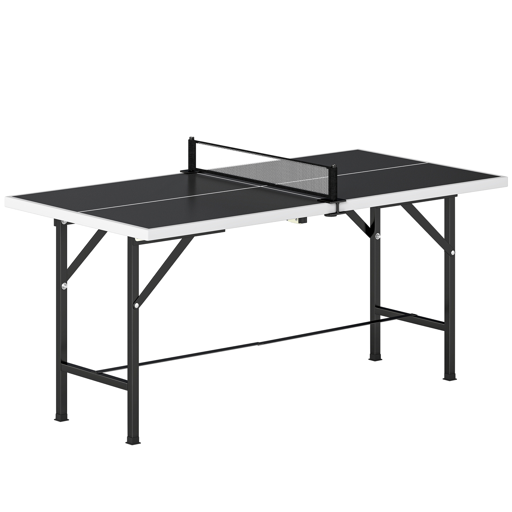 LYNDHURST 5ft Mid Size Table Tennis Table with Net, 2 Paddles and 3 Balls - Black - Life Essentials