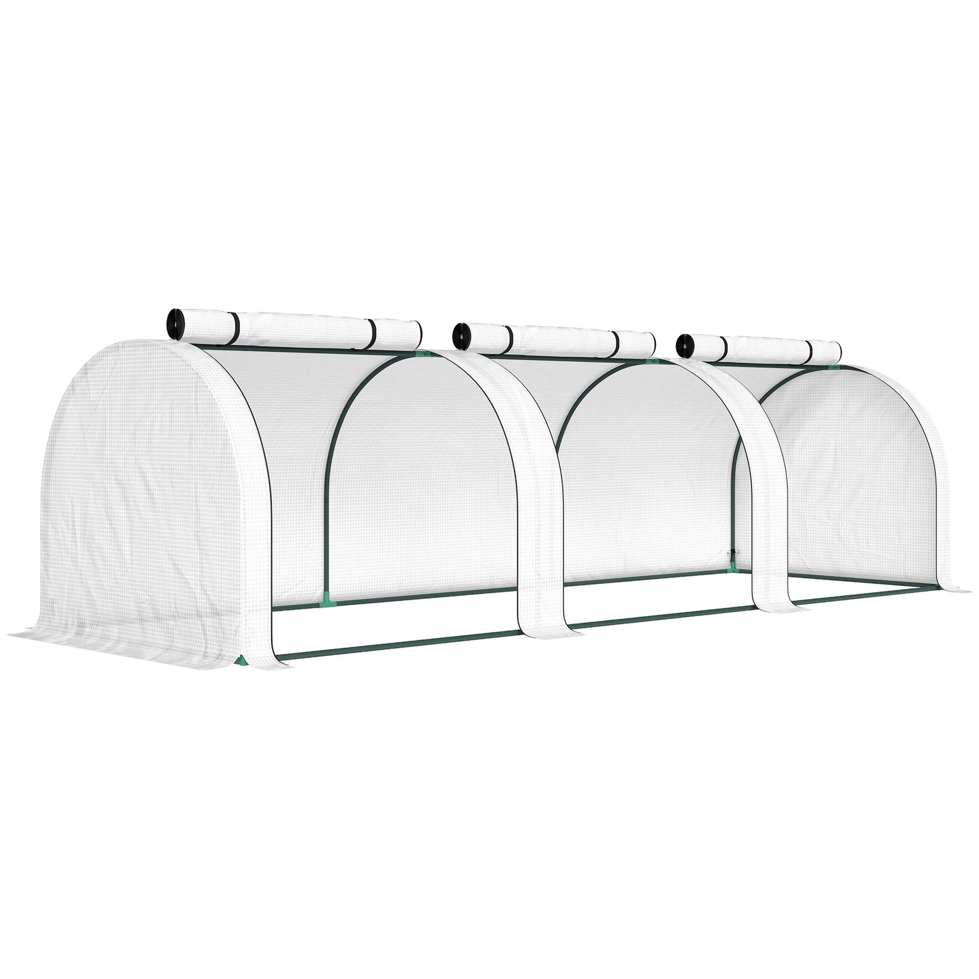 BEECHAM 295 x 100 cm Low Tunnel Garden Greenhouse for Plant Protection - White - Life Essentials