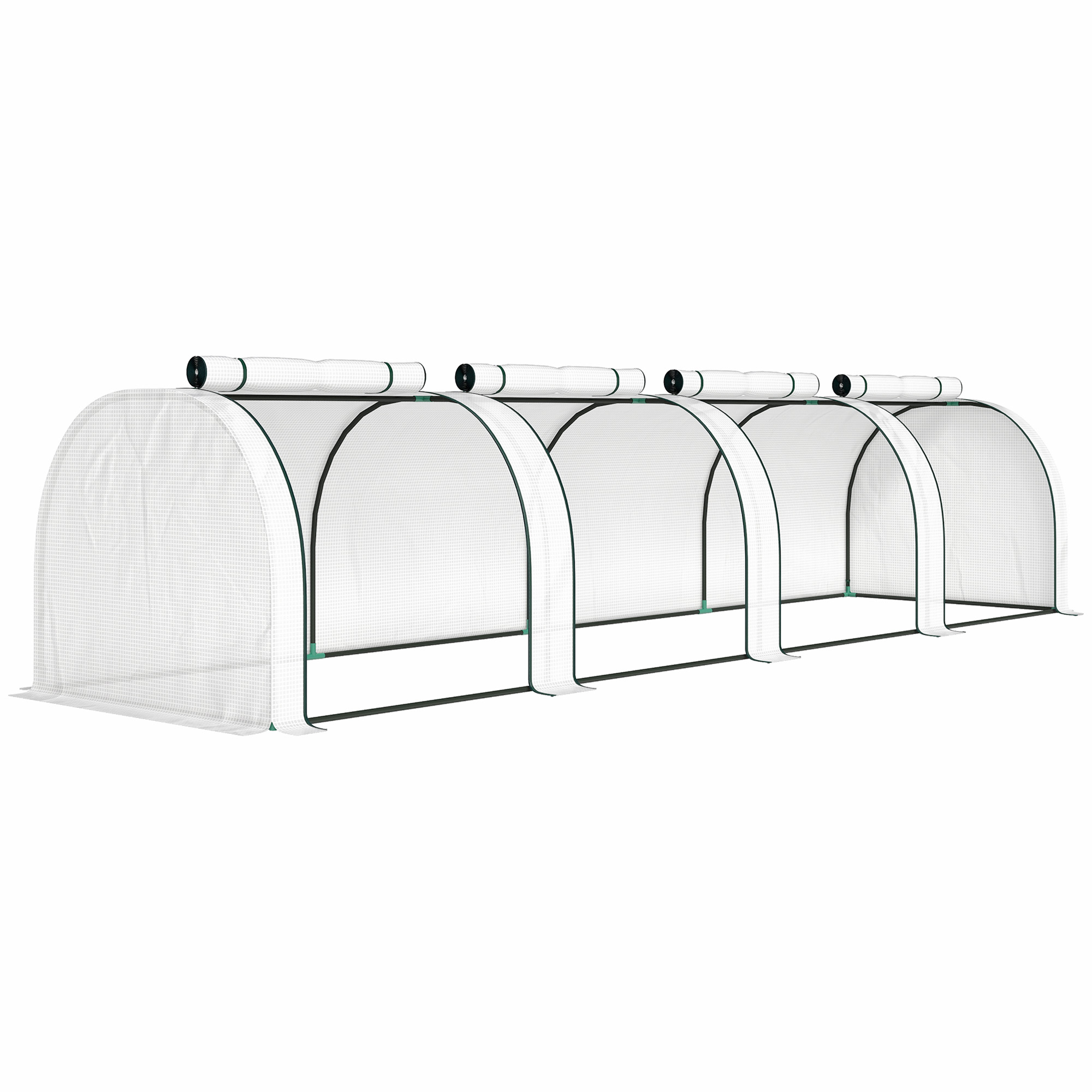 BEECHAM 395 x 100 cm Low Tunnel Garden Greenhouse for Plant Protection - White - Life Essentials