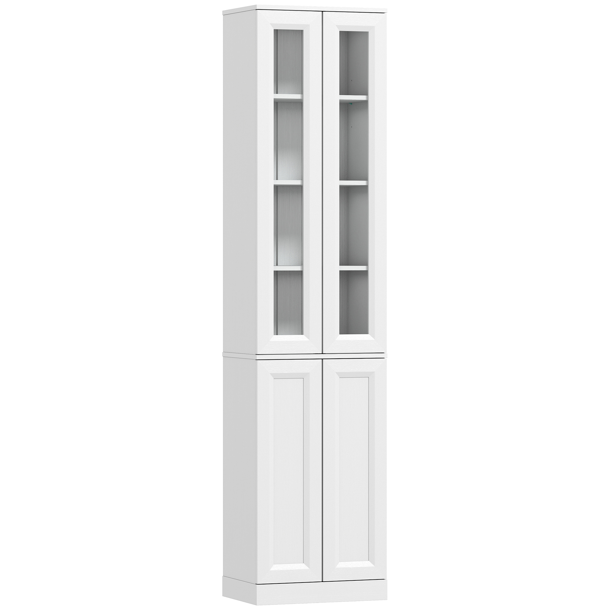 WOODLAND 6 Tier Slim Bathroom Storage Cabinet with Adjustable Shelf and 4 Soft Close Doors - White - Life Essentials