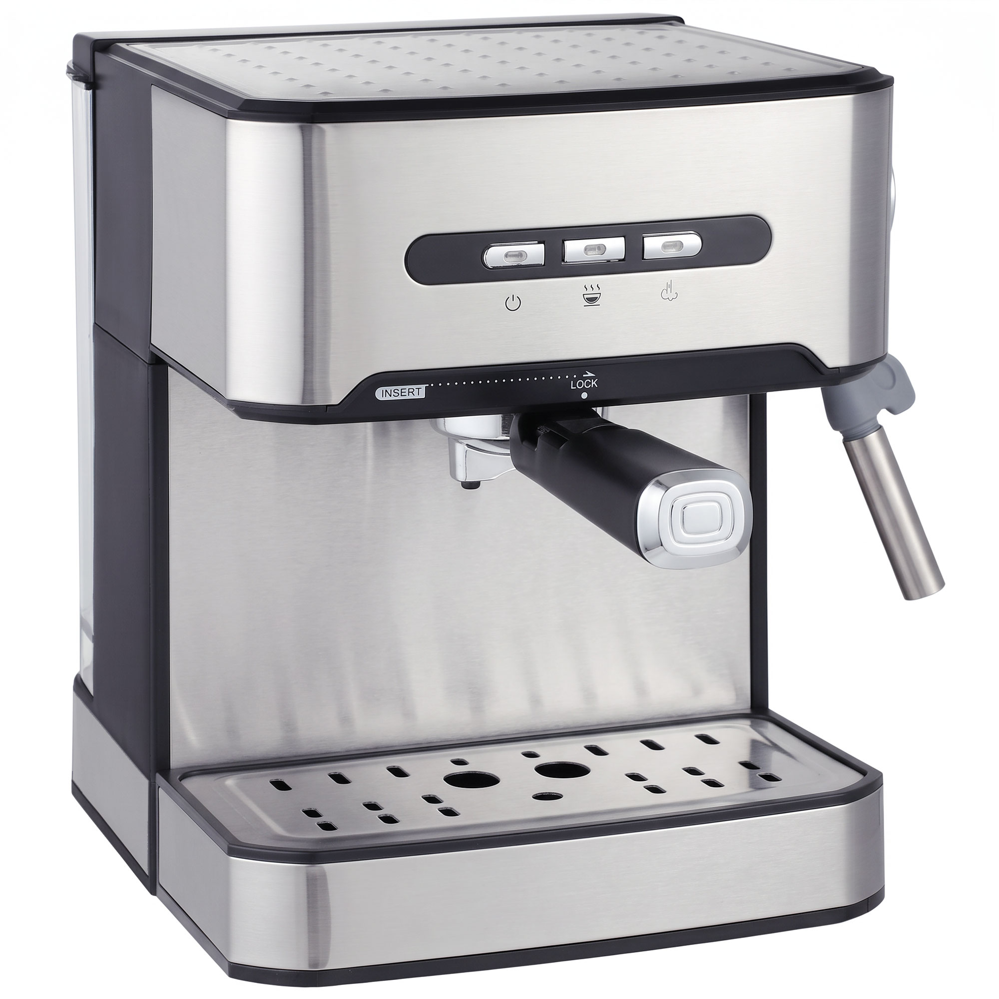 EARLSWOOD 20 Bar Semi Automatic Espresso Coffee Machine with Milk Frother and 1.6L Tank - Black and Silver Tone - Life Essentials