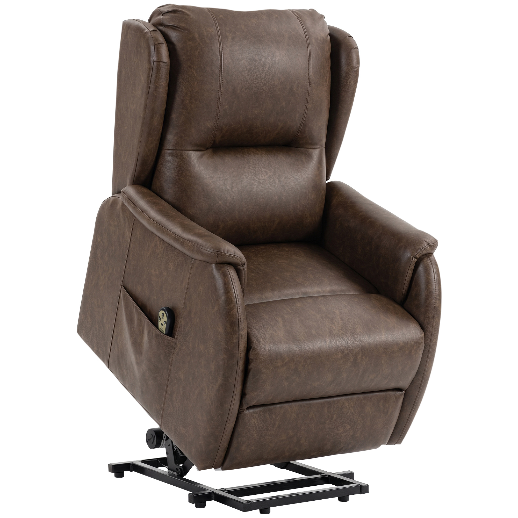 HOOKWOOD Dual Motor Power Lift Recliner Chair with Remote Control - Brown and Black - Life Essentials